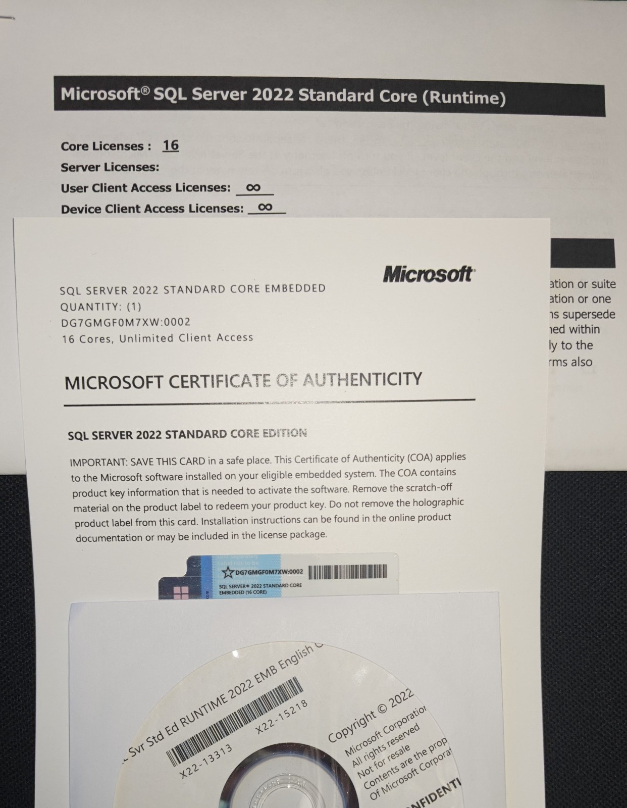 Microsoft SQL Server 2022 Standard Core – 16 Core License (Unlimited CALs)