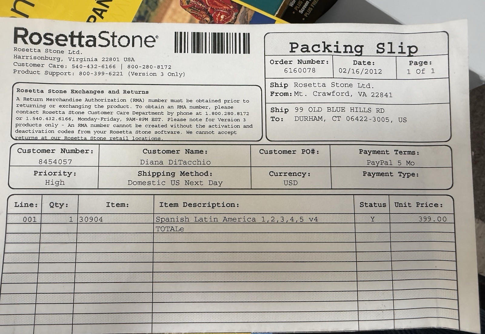 Rosetta Stone Spanish Latin America Levels 1–5 Disc Set w Headset (new) Box