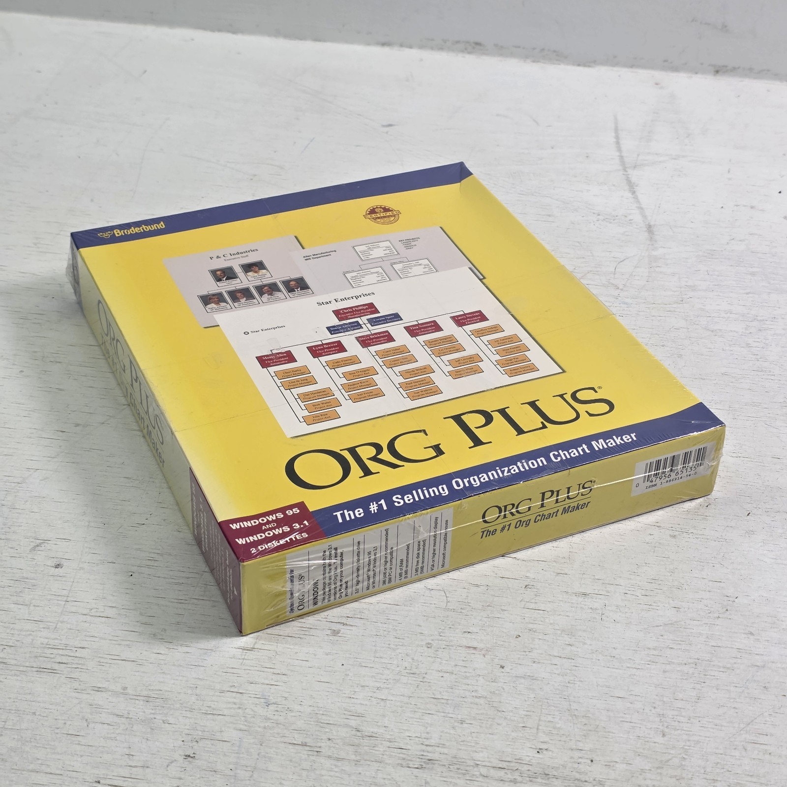 Broderbund Org Plus CD-ROM PC Windows 95 & 3.1 Org Chart Maker NOS New Sealed!