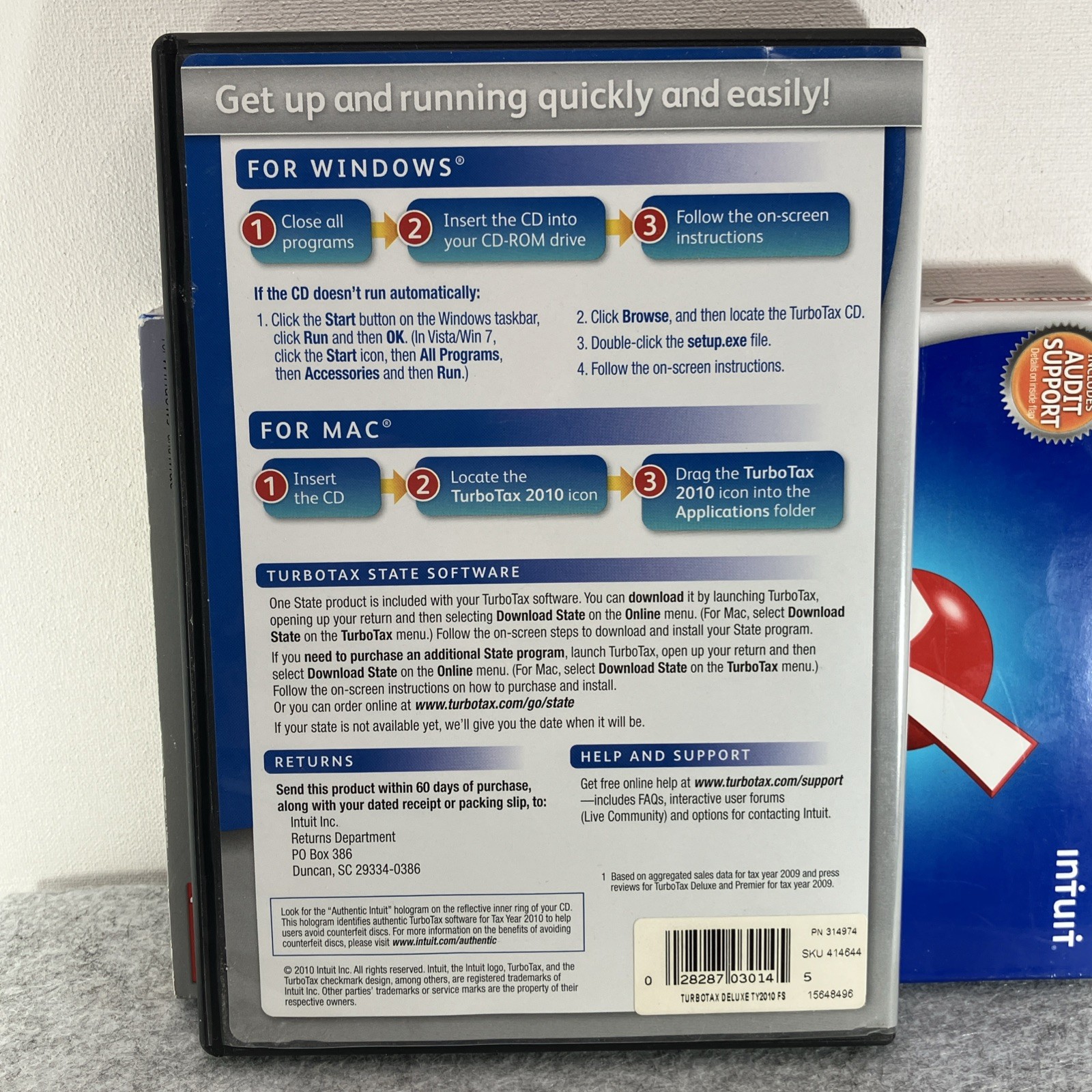 Turbotax 2009 Deluxe Federal & State Returns Fed E-File Win/Mac Mint Condition