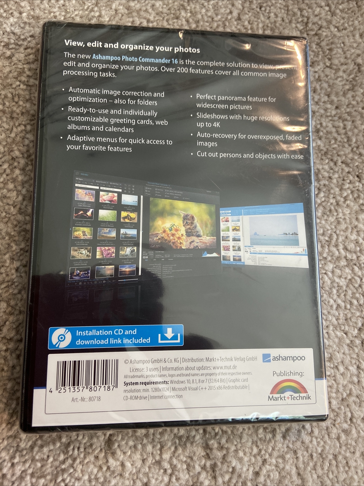 Ashampoo Photo Commander 16,View edit organize images,optimize, calendars cards.