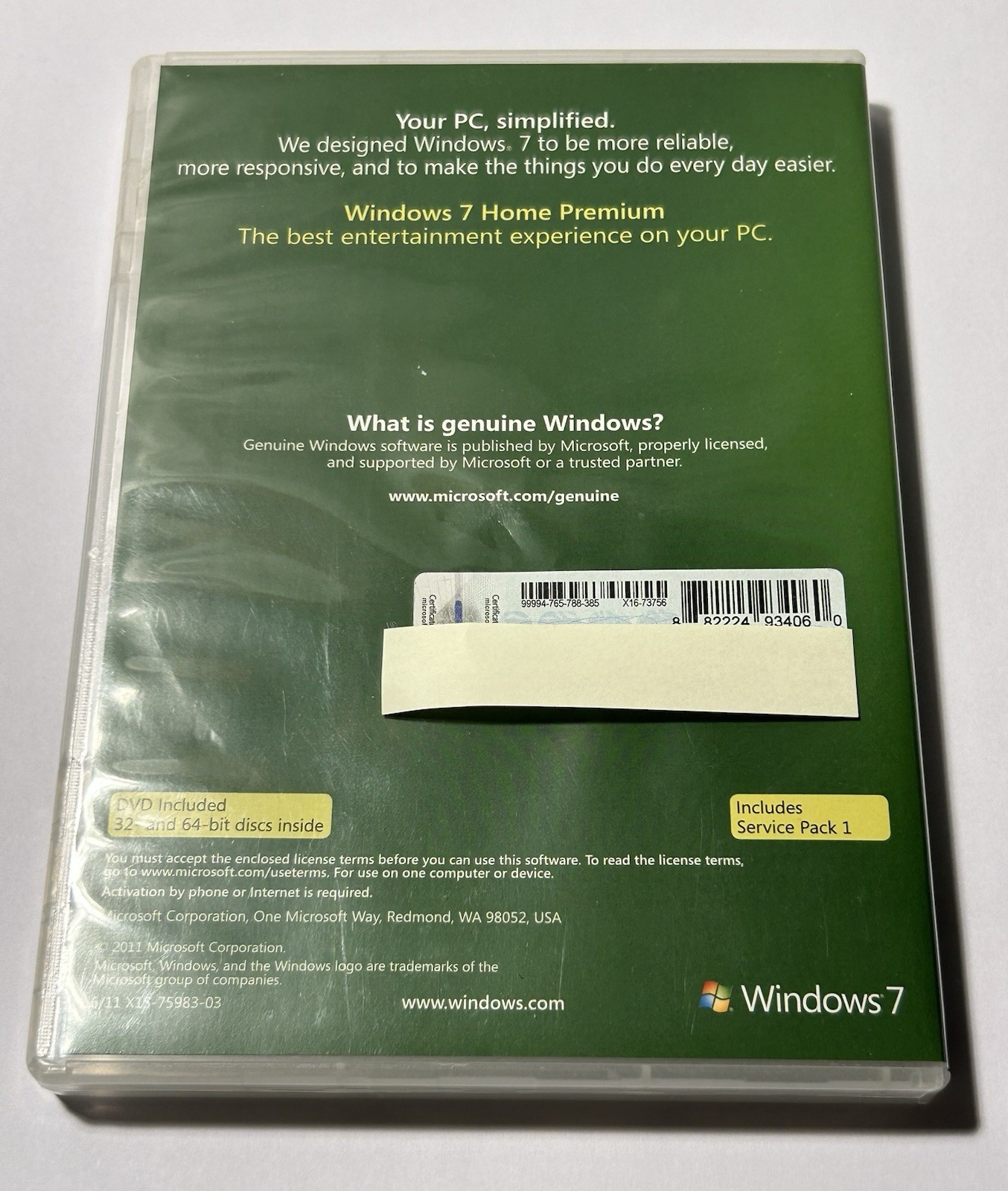 Microsoft Windows 7 Home Premium Upgrade 2 Discs 32 & 64 Bit Genuine Kit W/ Key