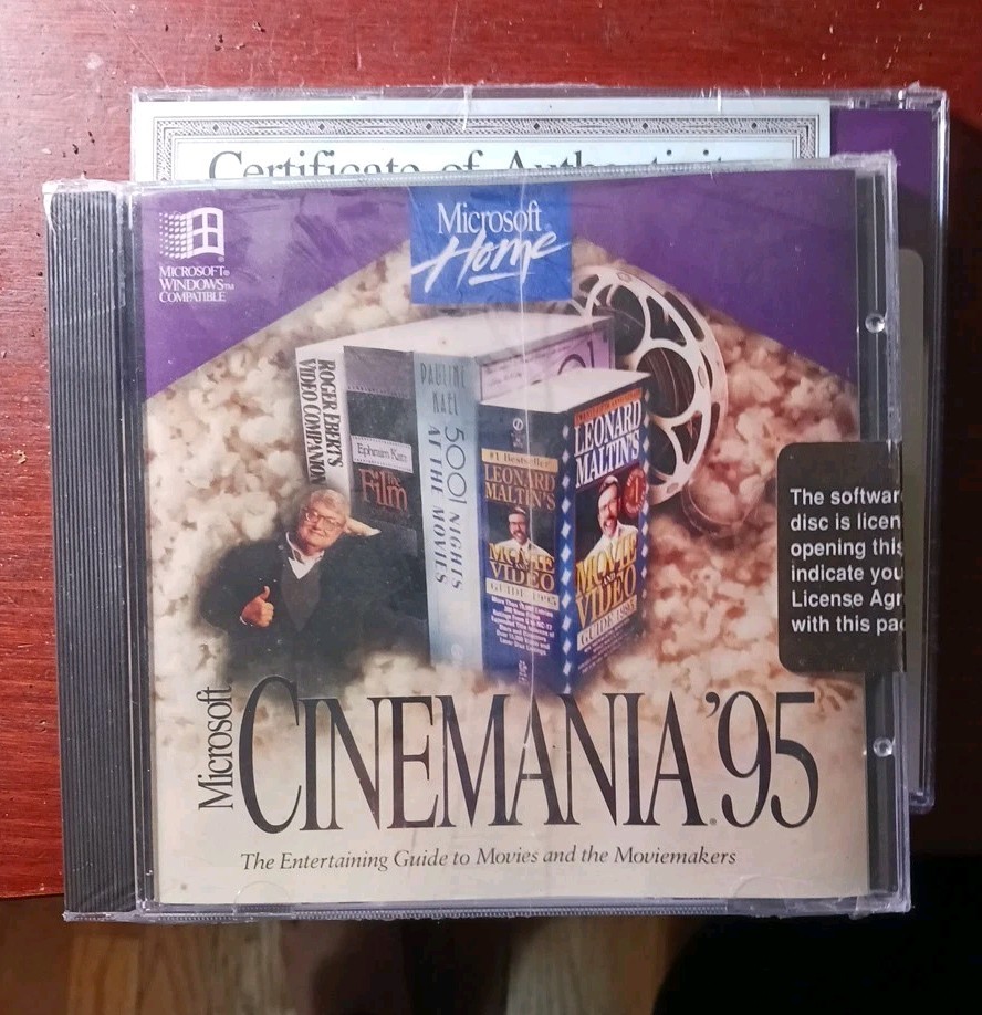 Microsoft Cinemania ’95 (CD-ROM, 1994, Windows) NEW MINT SEALED VINTAGE CDROM