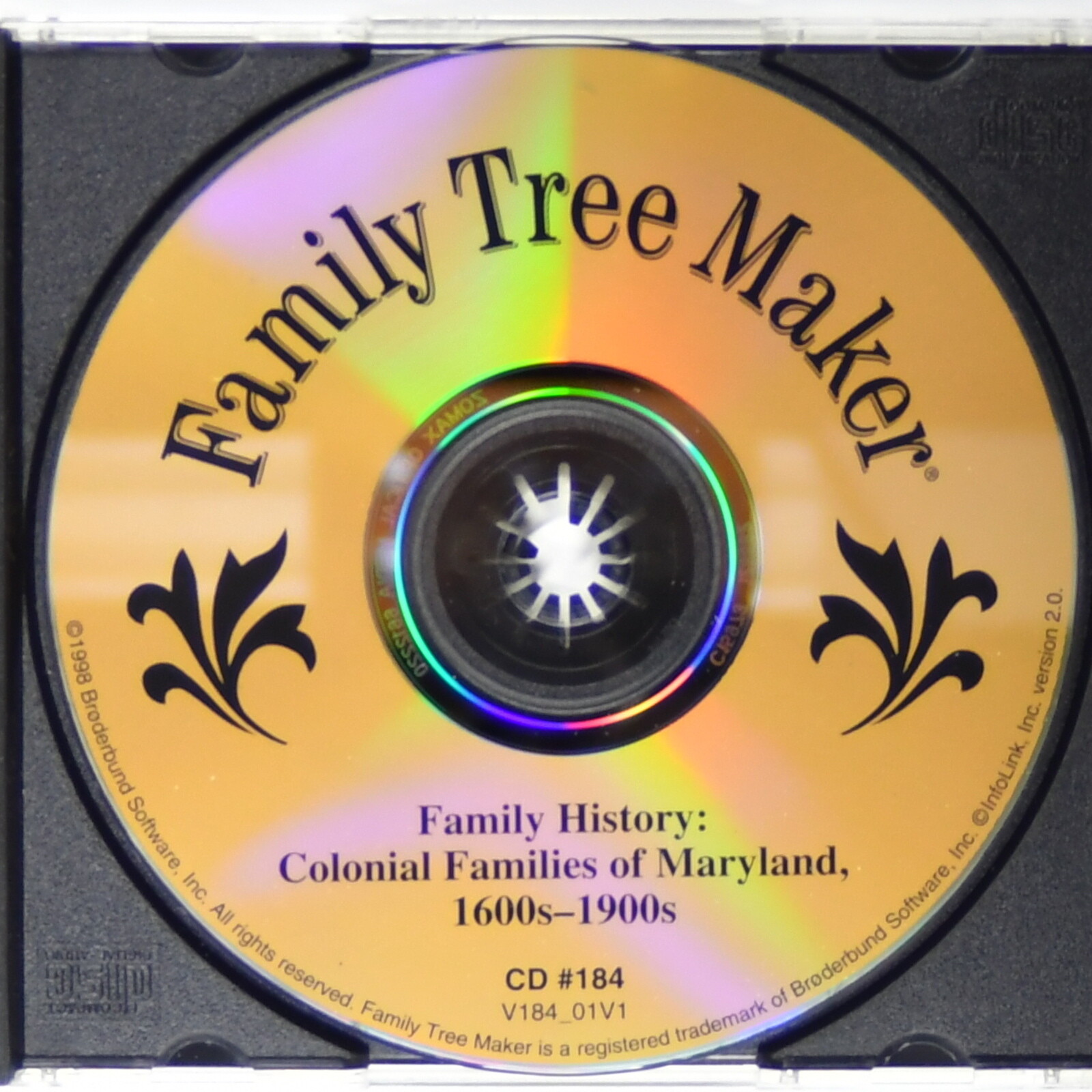 Broderbund Family Tree Maker CD # 184 Maryland Family Histories 1600s-1900s
