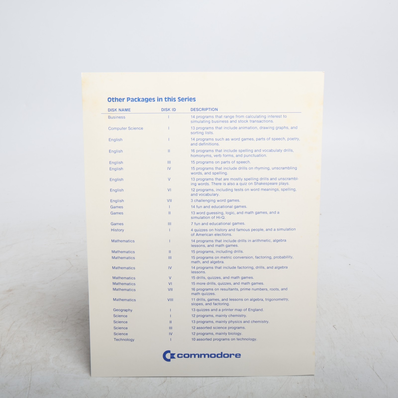 Commodore 64 – Computer Science I Commodore Public Domain Series Software