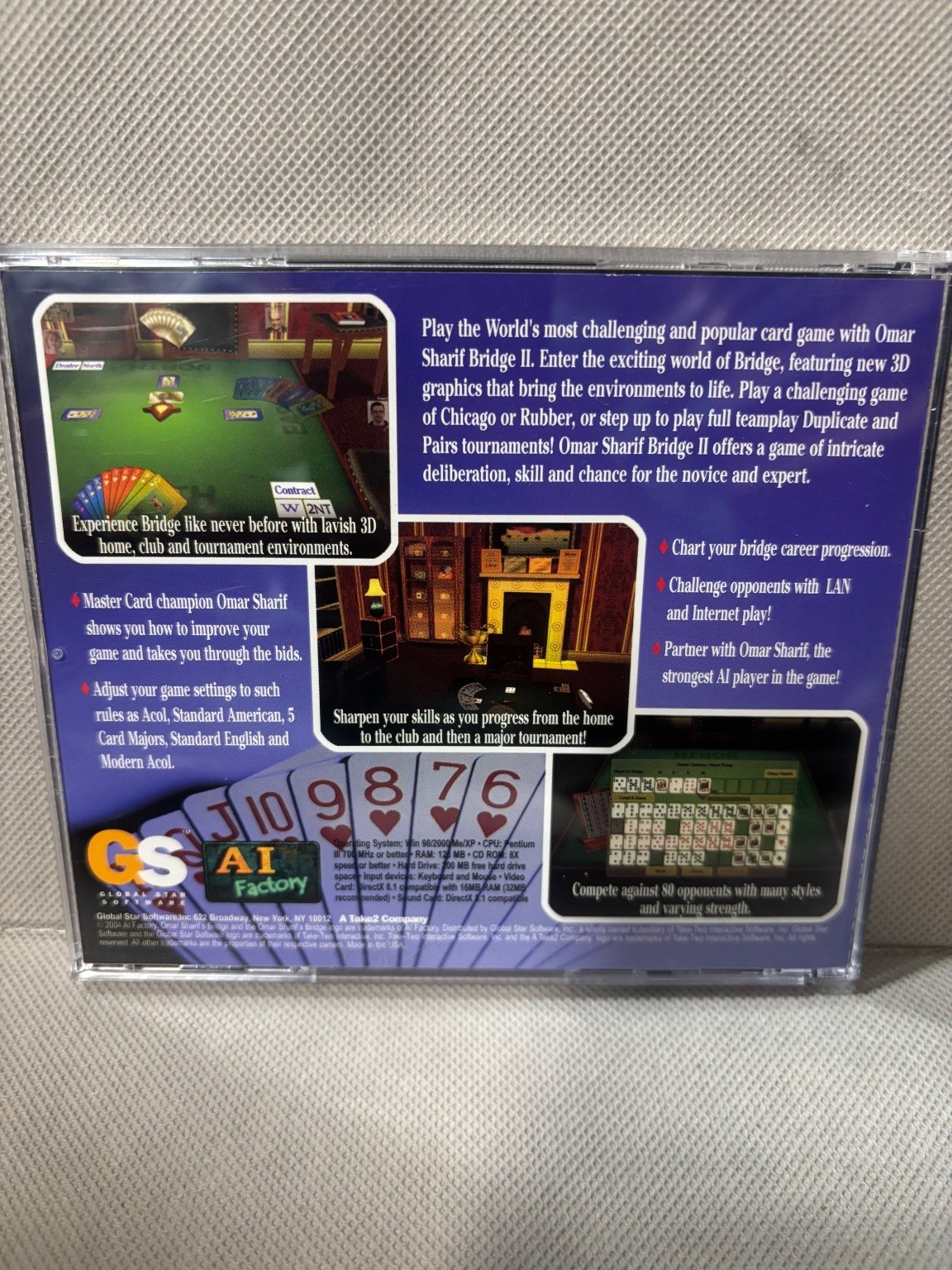 Omar Sharif Bridge II PC CD-ROM Software Card Game AI Factory