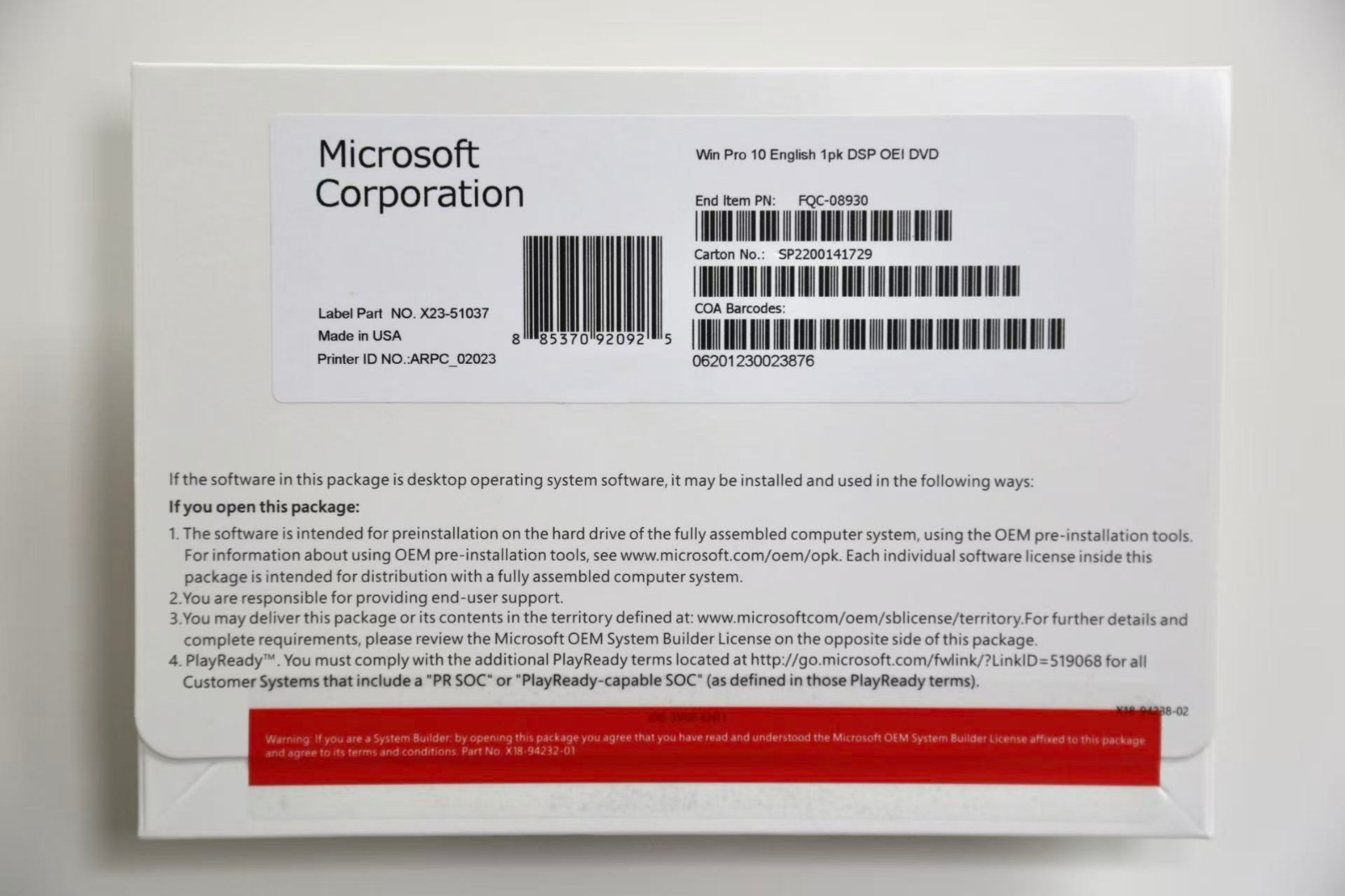 Windows 10 Pro 64-BitDVD+Gengine Pproduct Key. Factory Ssaled.Freeshipping..
