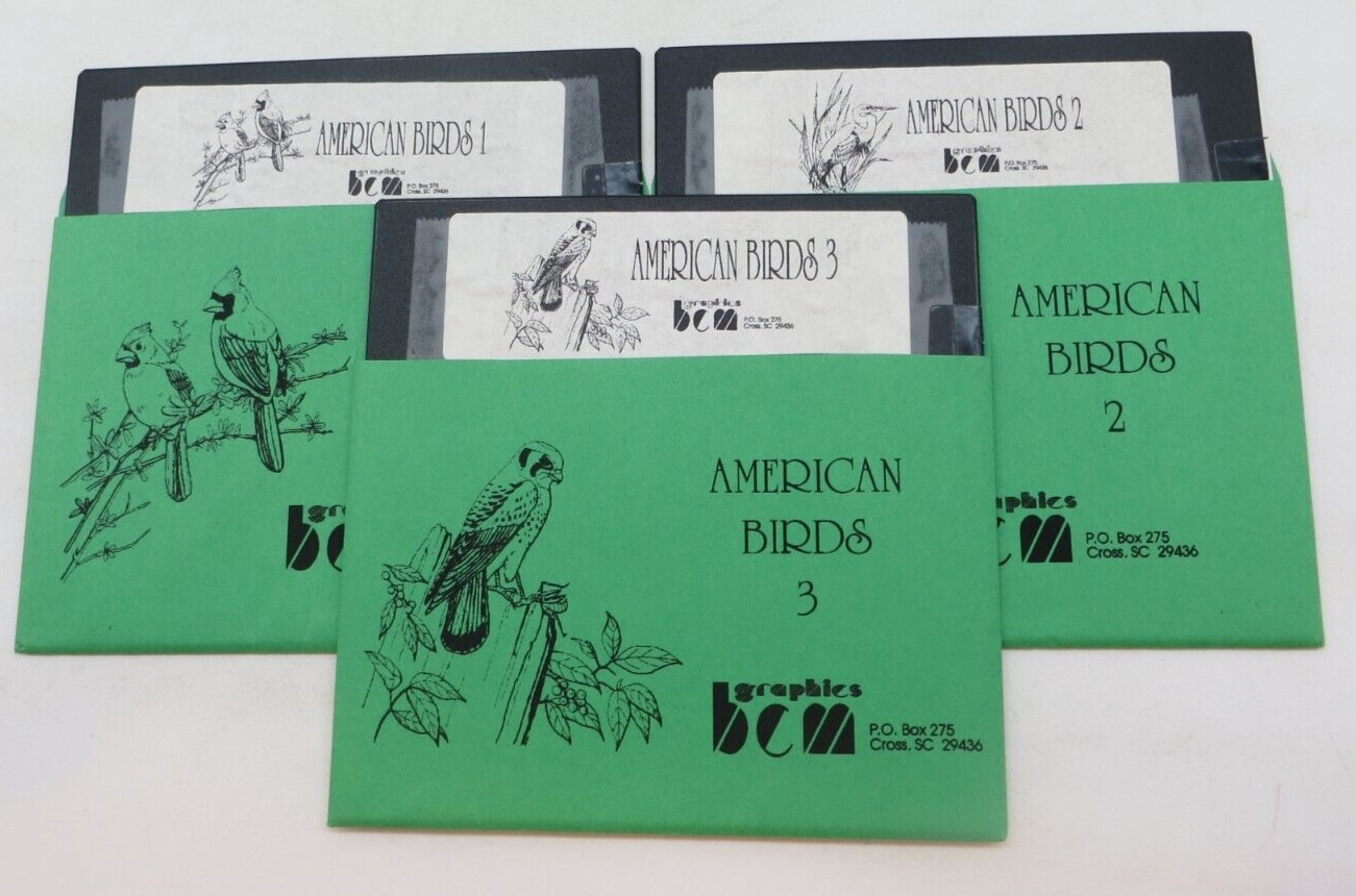 AMERICAN BIRDS 1-2-3 5.25″ Floppy Disks vintage computer discs BCM Graphics vtg