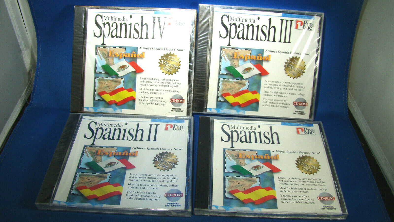 Pro One Spanish I, II, III, IV CD 1996 Multimedia Lot of 4 @G