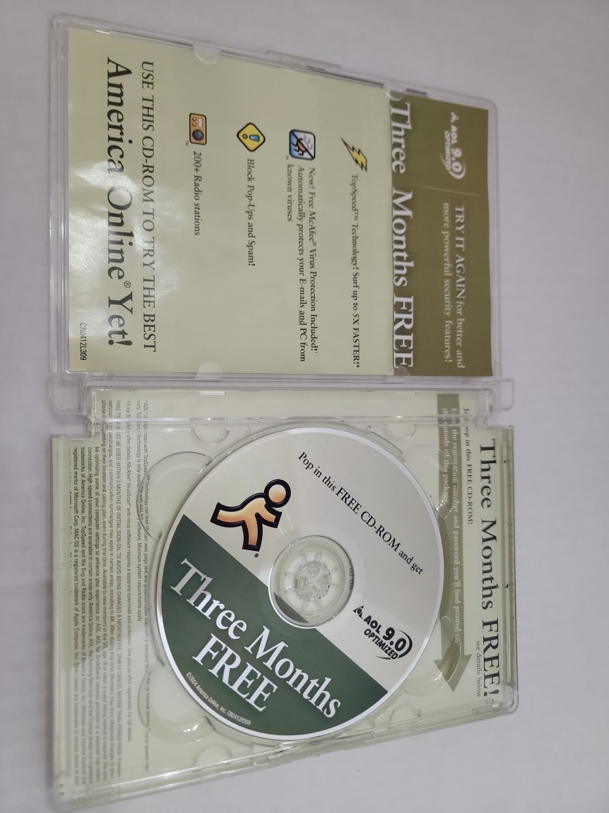 Vintagage AOL 2 Month Free CD McAfee Protection Pop Up Blocker Parental Controls