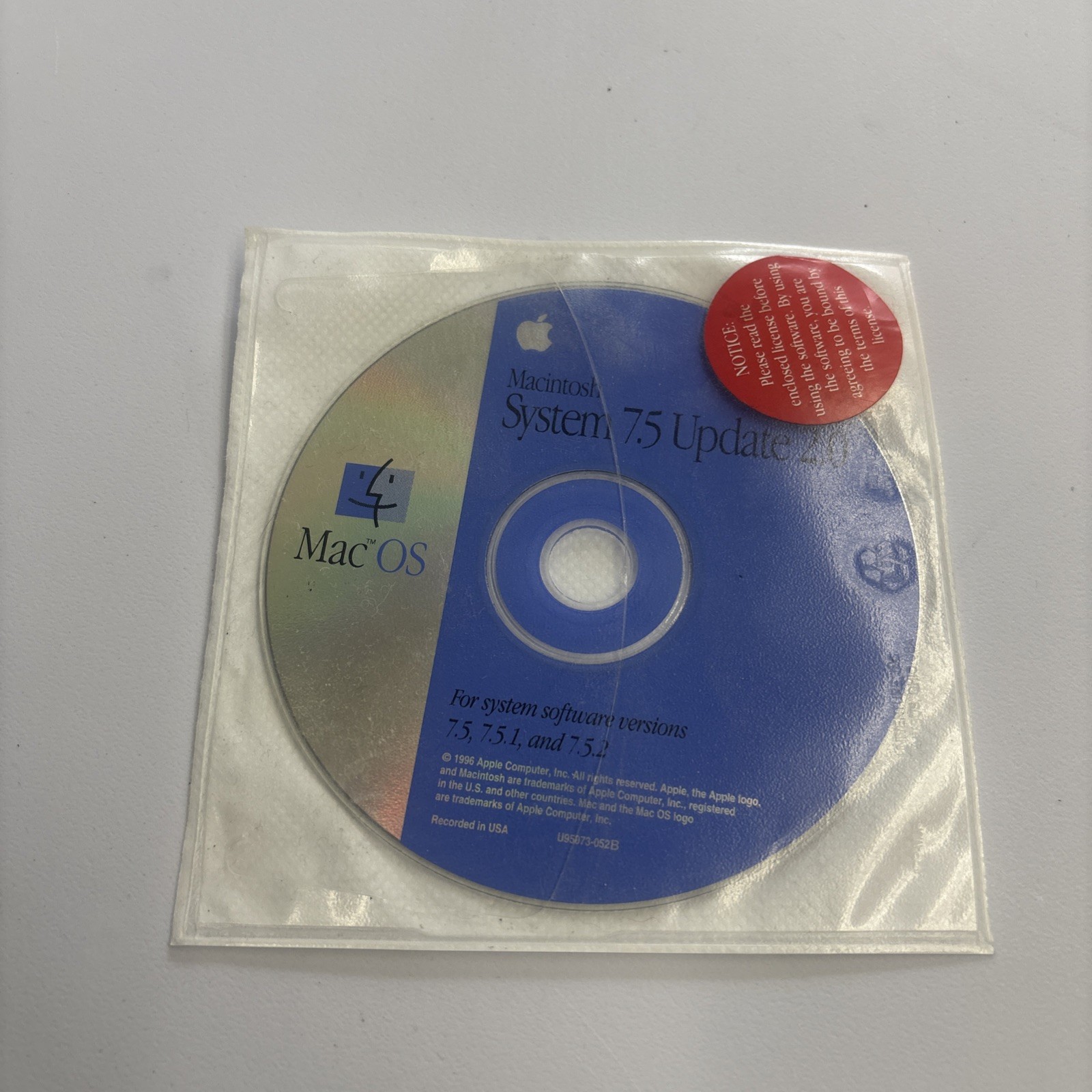 Mac OS 7.5 Update 2.0 Macintosh Operating System Installer CD-ROM