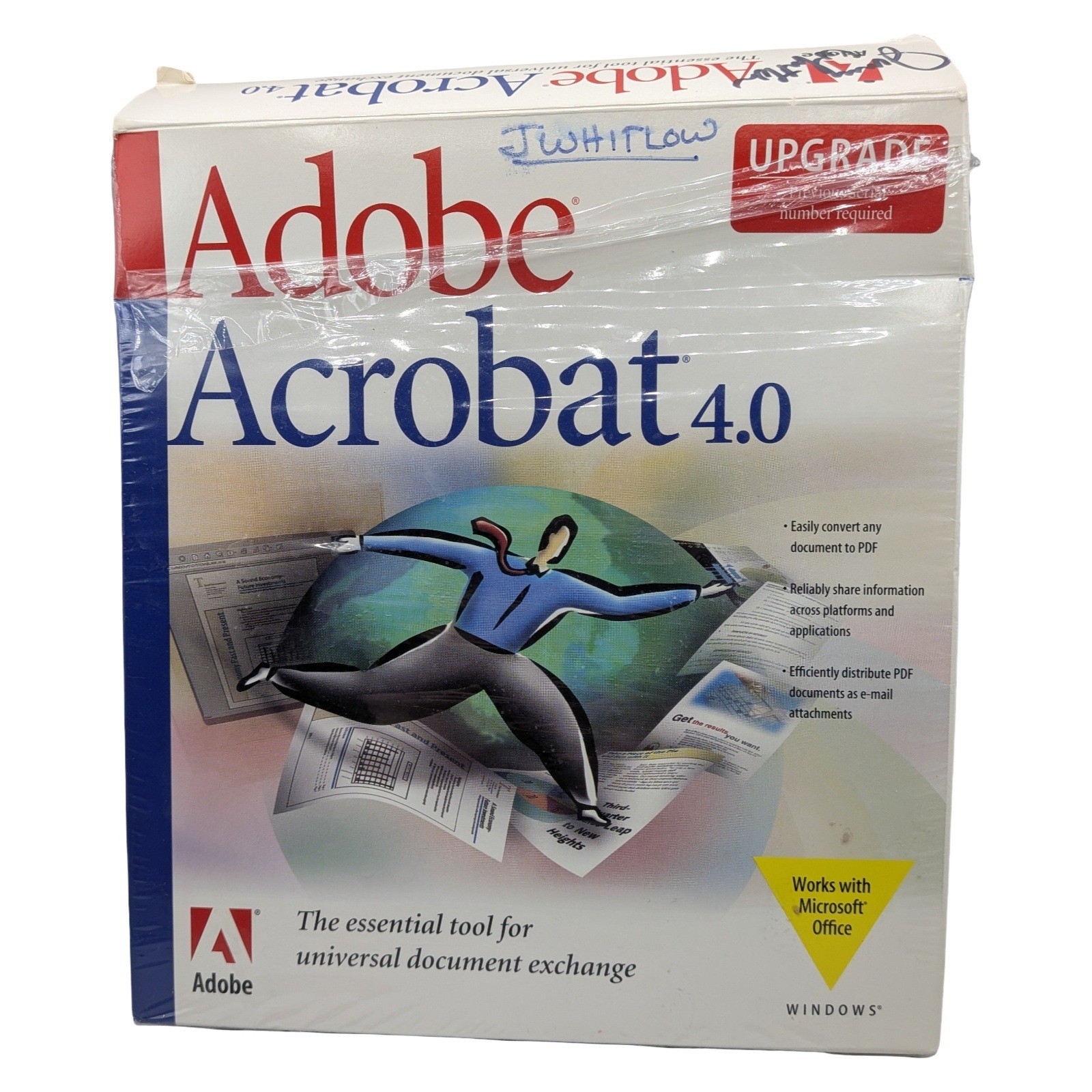 Adobe Acrobat 4.0 Upgrade Windows Vintage Big Box Software PDF 1999 CD-ROM