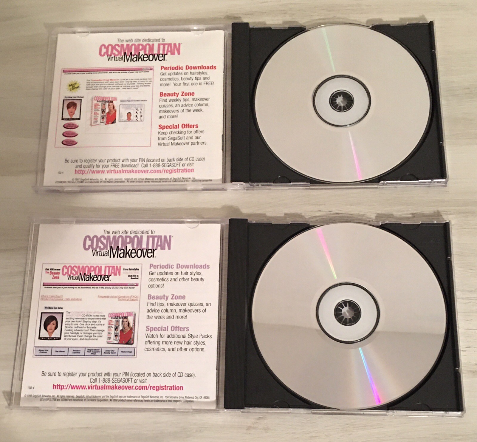 1997 Cosmopolitan Virtual Makeover & 1998 Style Pack 1 CD Set by SegaSoft