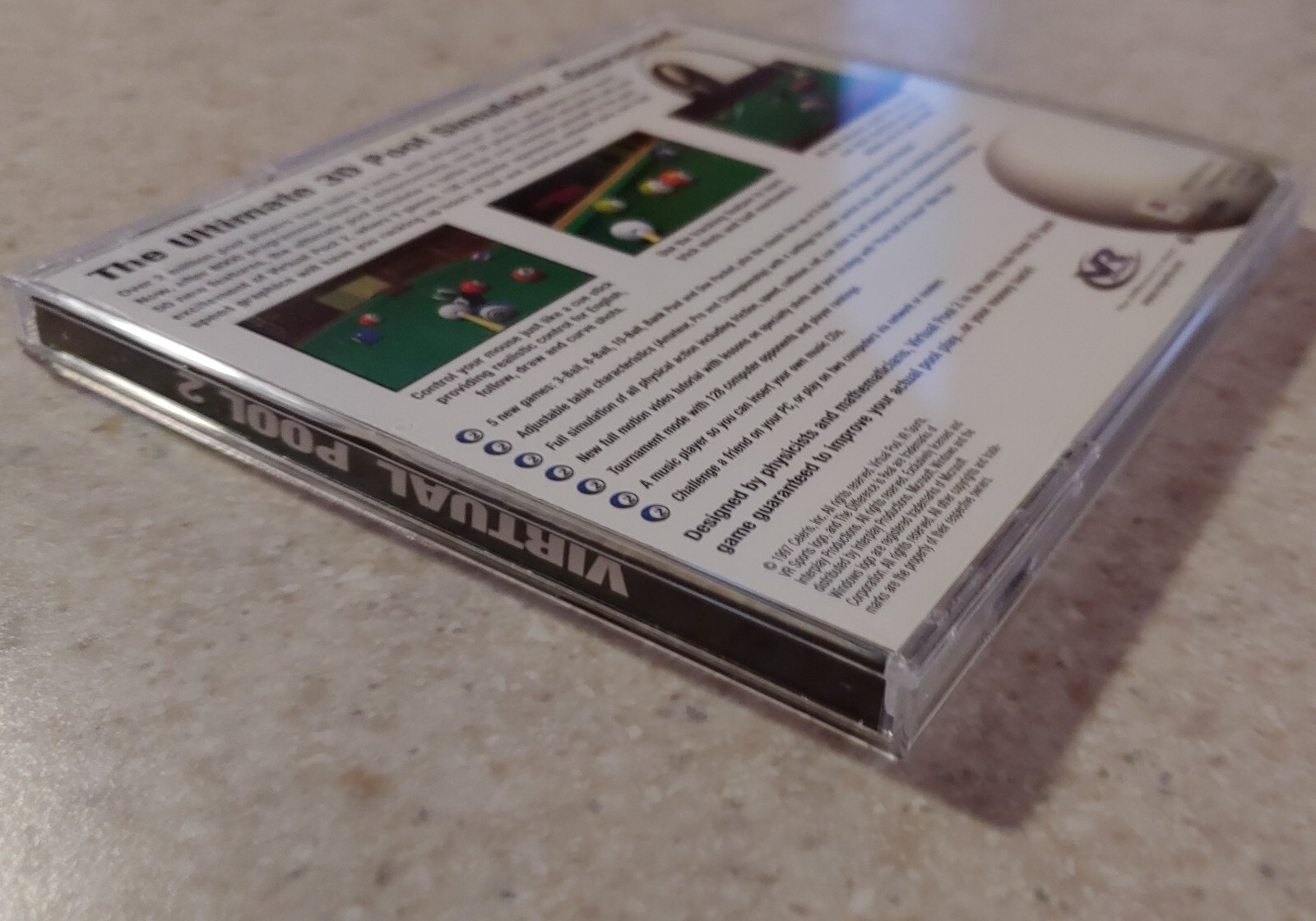 Virtual Pool 2 PC CD-ROM with Original Outer Box, Manual, Jewel Case, & CD NICE!