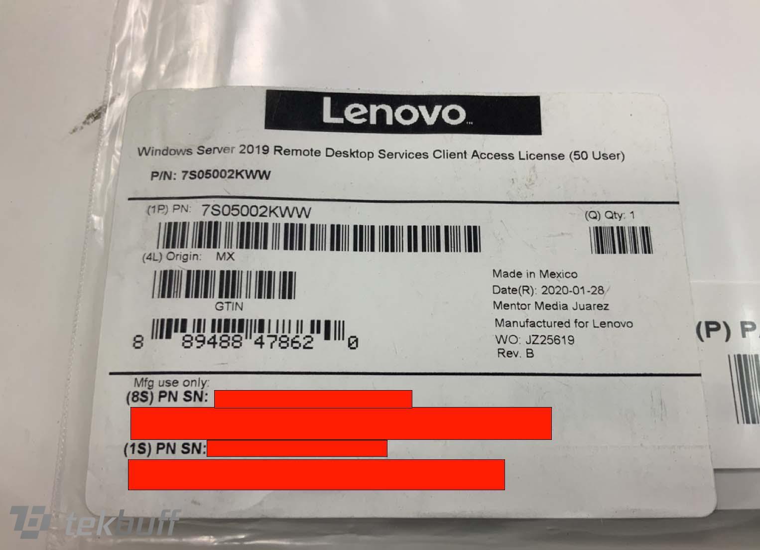 Lenovo Microsoft Windows Server 2019 License – 50 RDS User CALs – 7S05002KWW