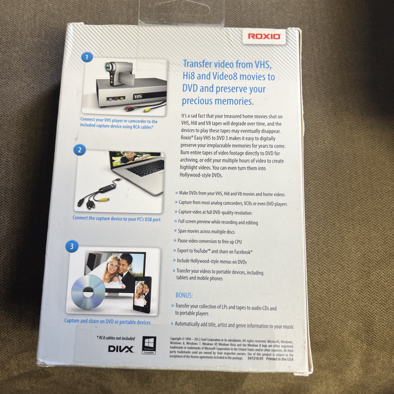 Roxio Easy VHS to DVD 3 Convert Old Home Movies VHS Tapes To DVD 253000 New