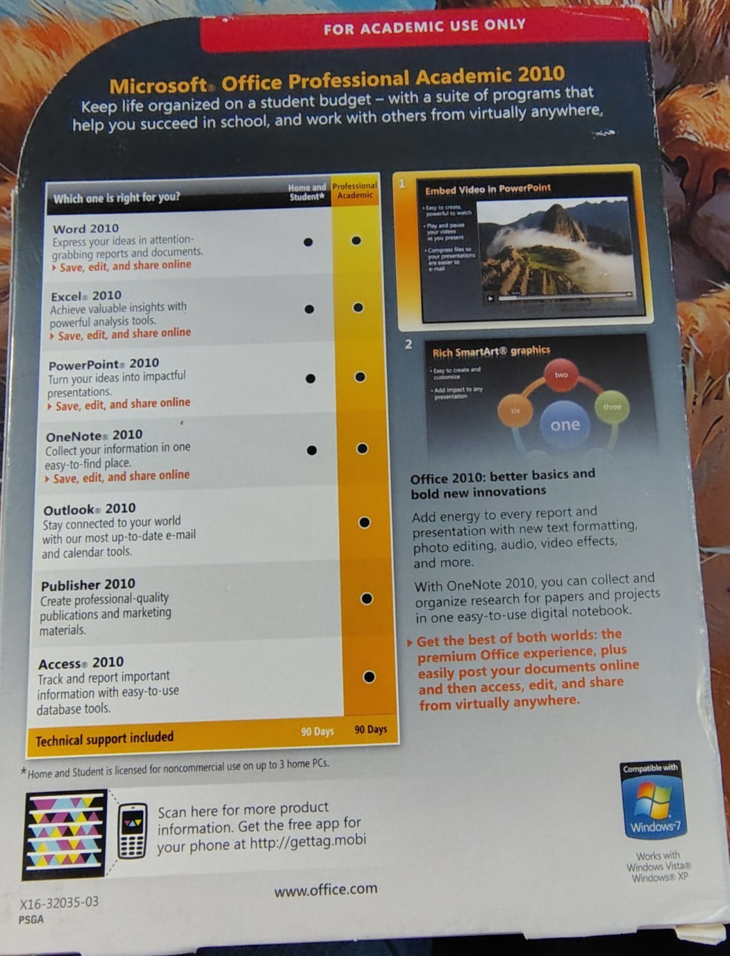 Microsoft Office Professional Academic 2010 with Product Key B32