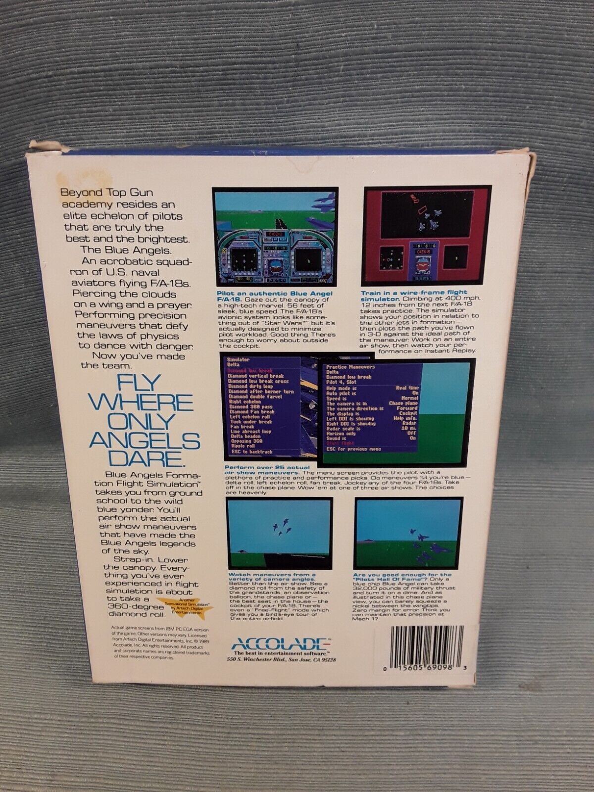 1989 Accolade Blue Angels Formation Flight Simulation IBM PC Floppy – Complete