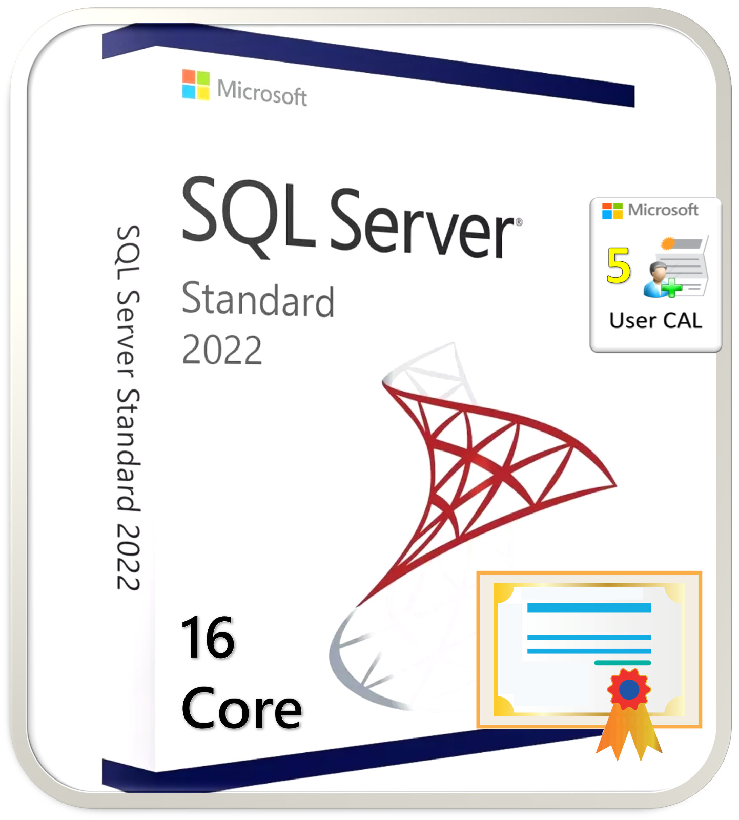Microsoft SQL Server 2022 Standard Edition, 16 Core License, 5 CALs