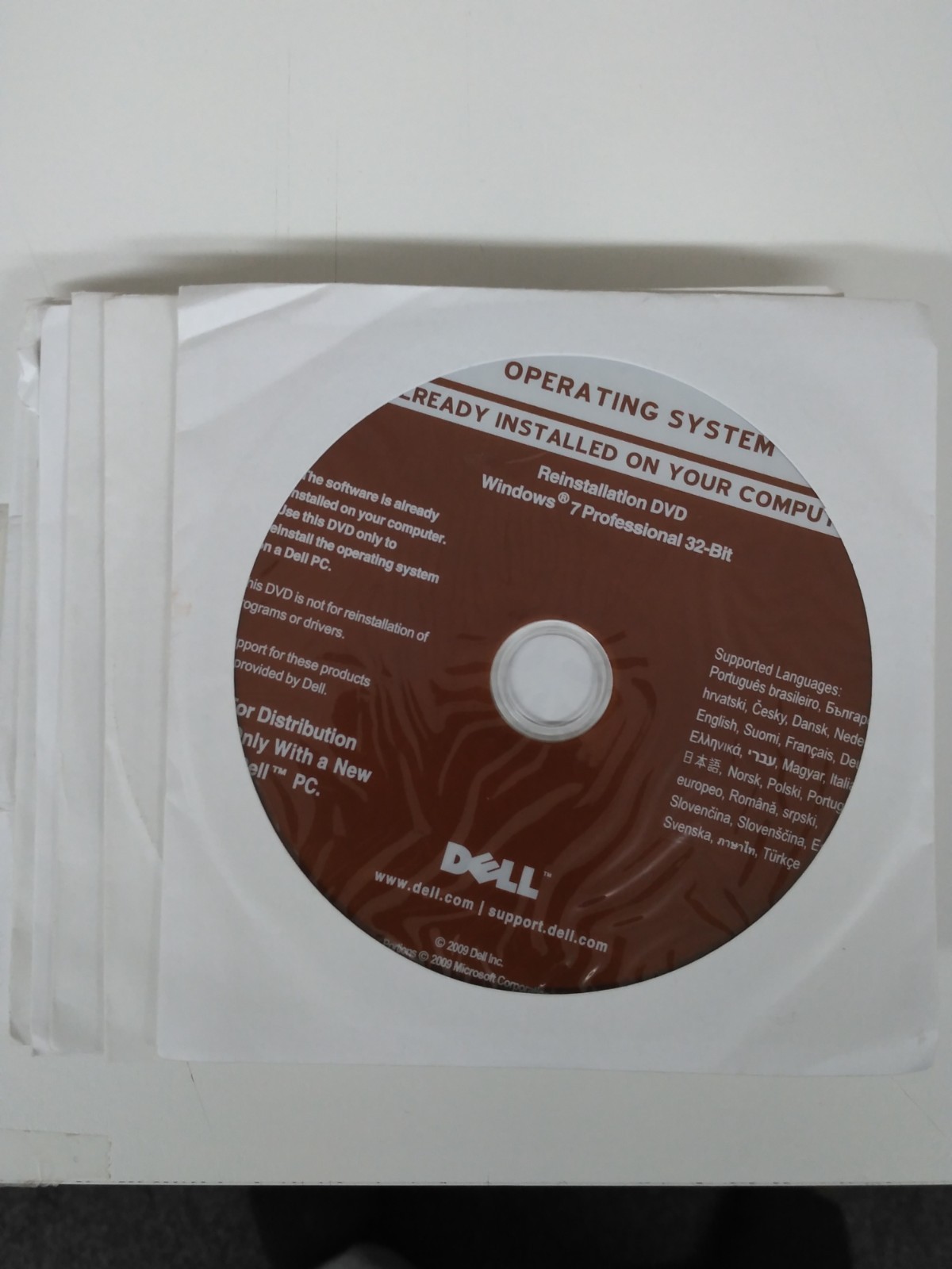 Dell Windows 7 Professional 32 Bit Reinstallation DVD Disc SEALED