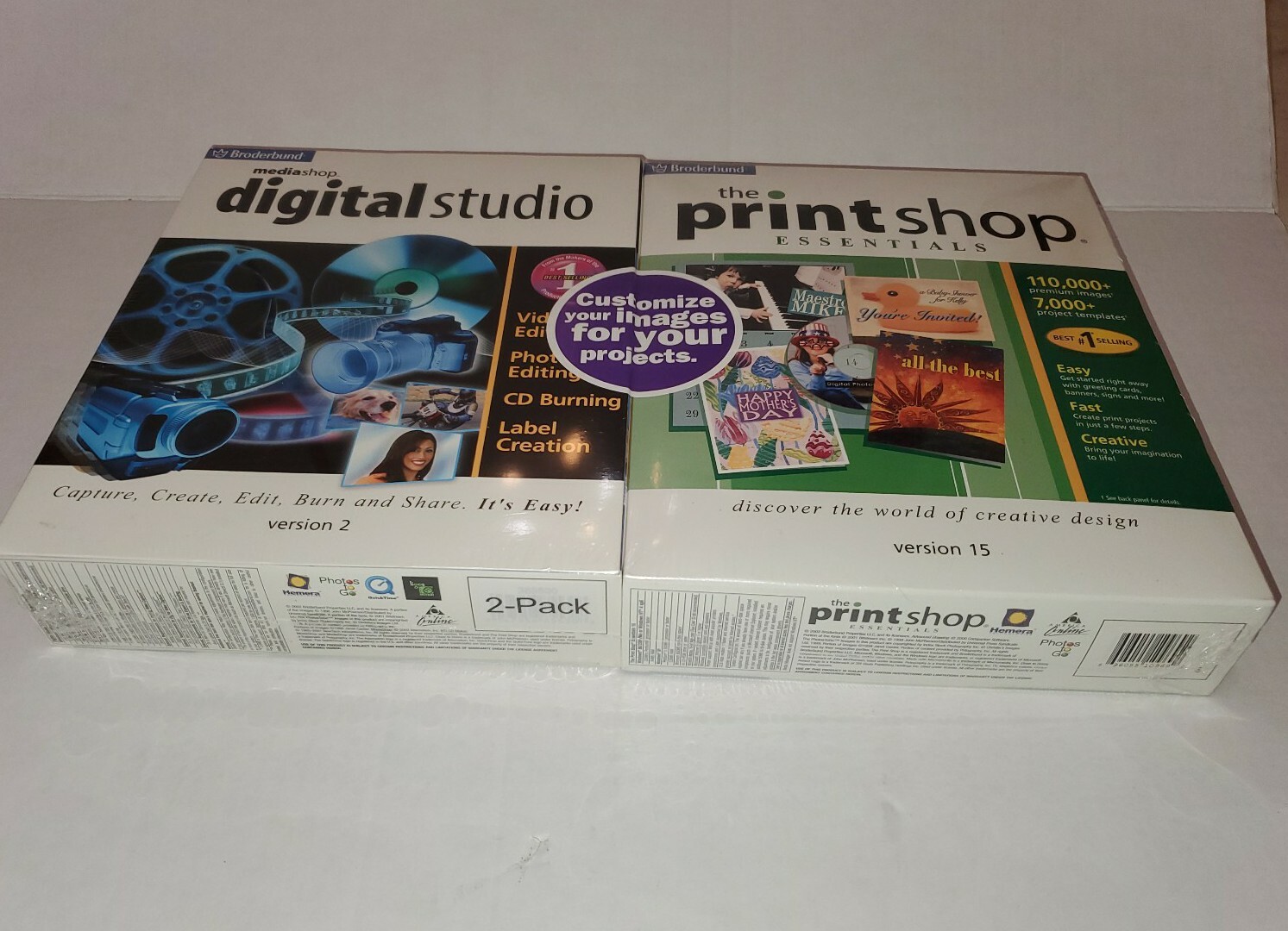 Broderbund 2-pack,Media Shop Digital Studio Version 2,the Print Shop…
