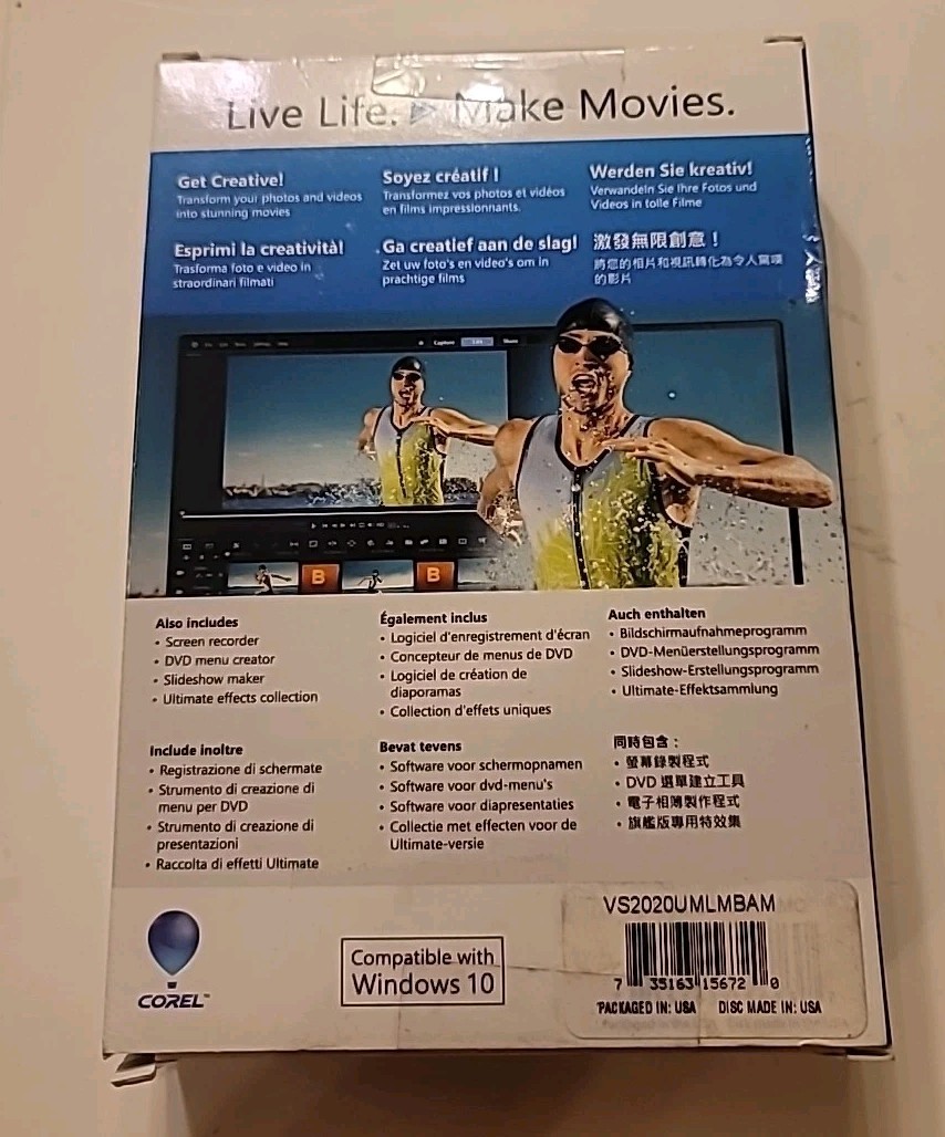 Corel VideoStudio Ultimate 2020 VS2020UMLMBAM New ‼️Retail Box Sealed Windows 10