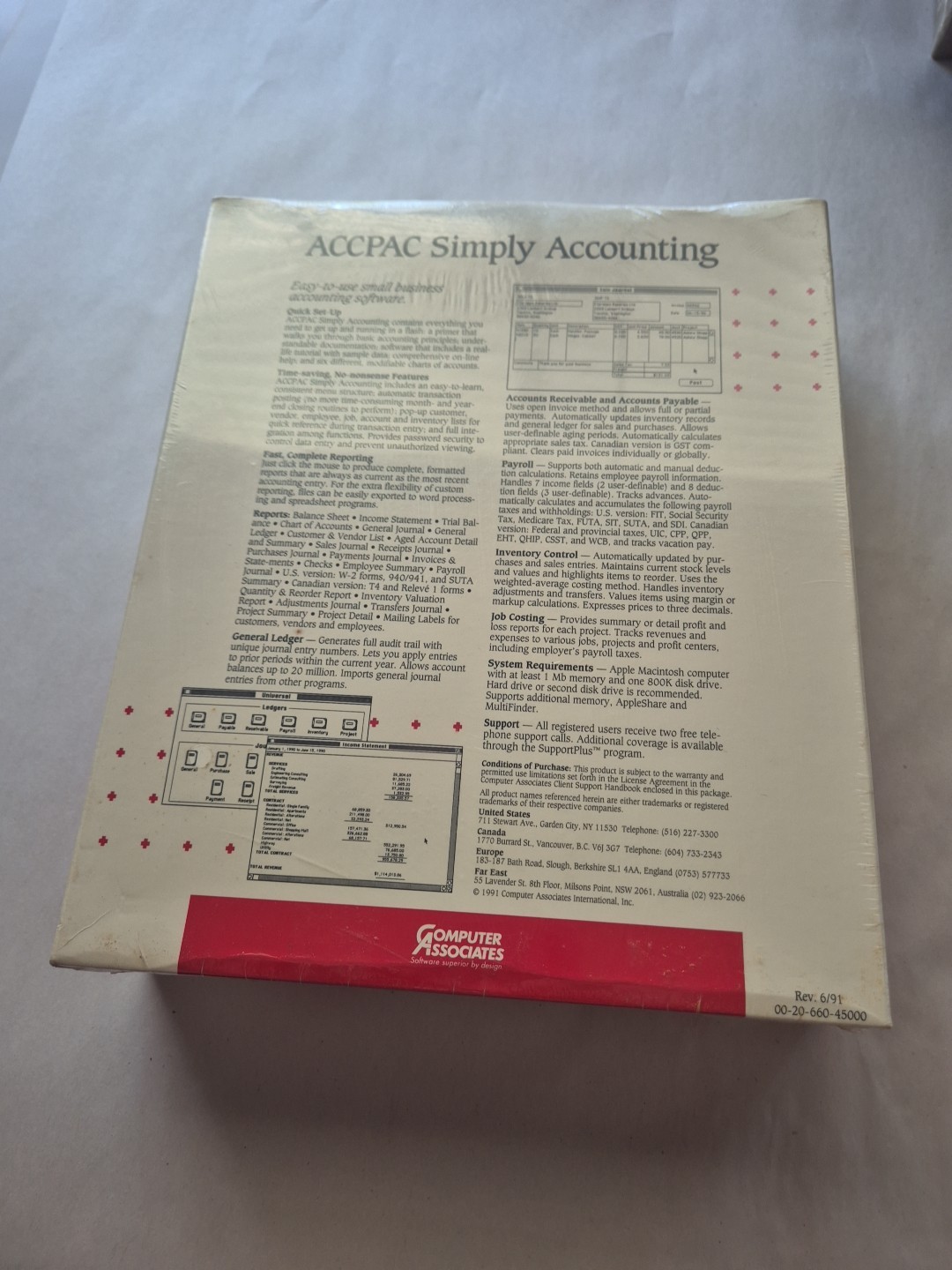 ACCPAC Simply Accounting for Windows, Computer Associates, 1991 Demo Copy SEALED