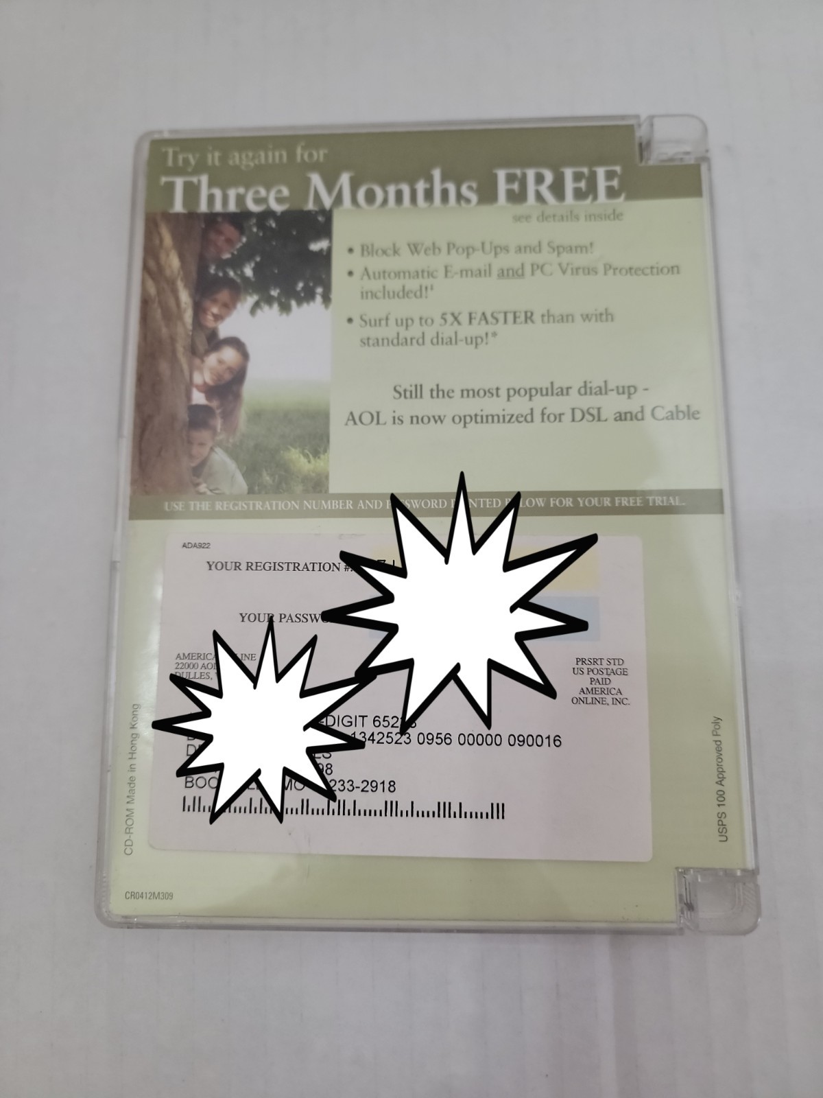 Vintagage AOL 2 Month Free CD McAfee Protection Pop Up Blocker Parental Controls
