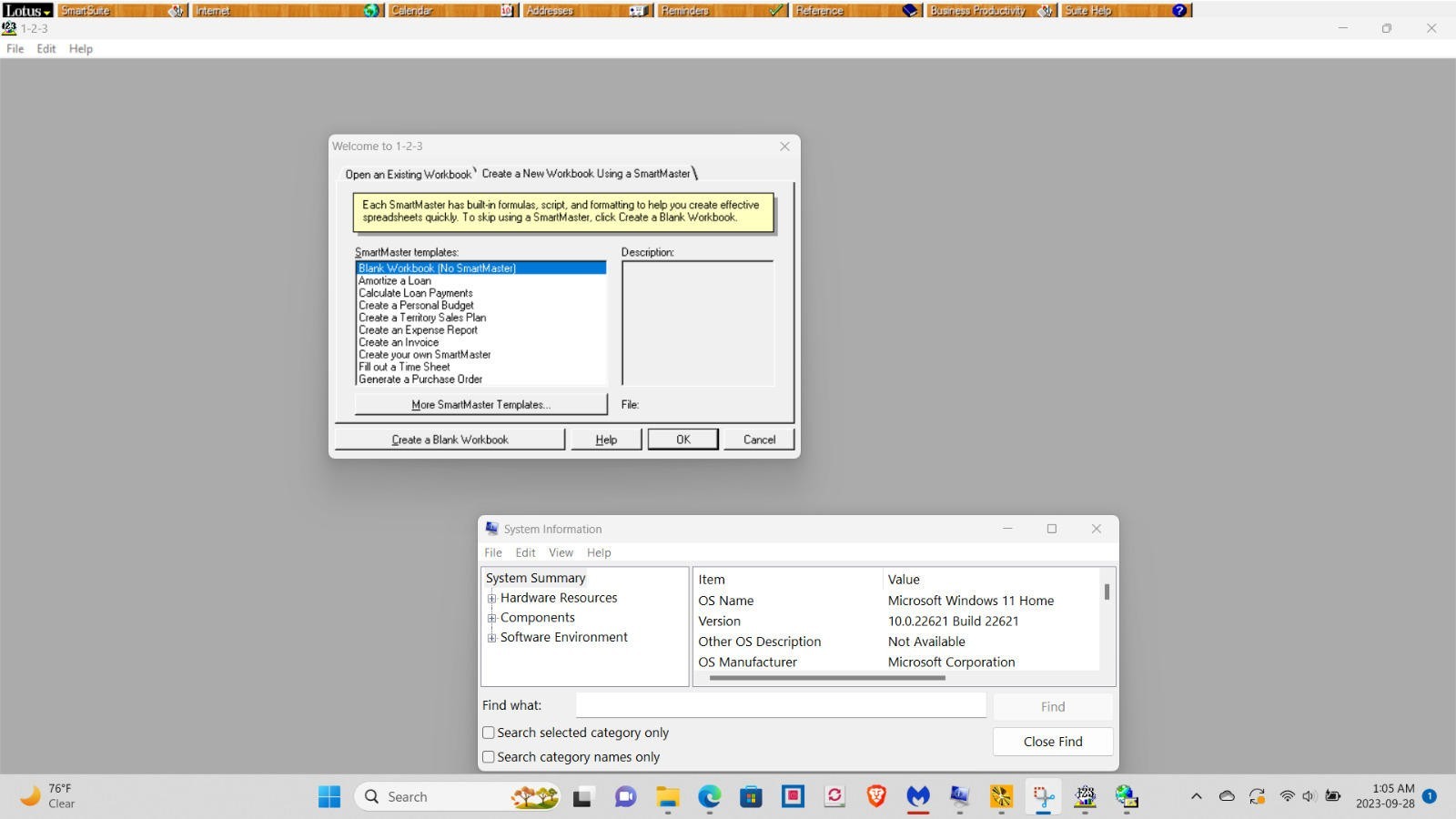 IBM LOTUS SMARTSUITE 9.8 Organizer Approach Word 1-2-3 Windows XP 7 8 10 11
