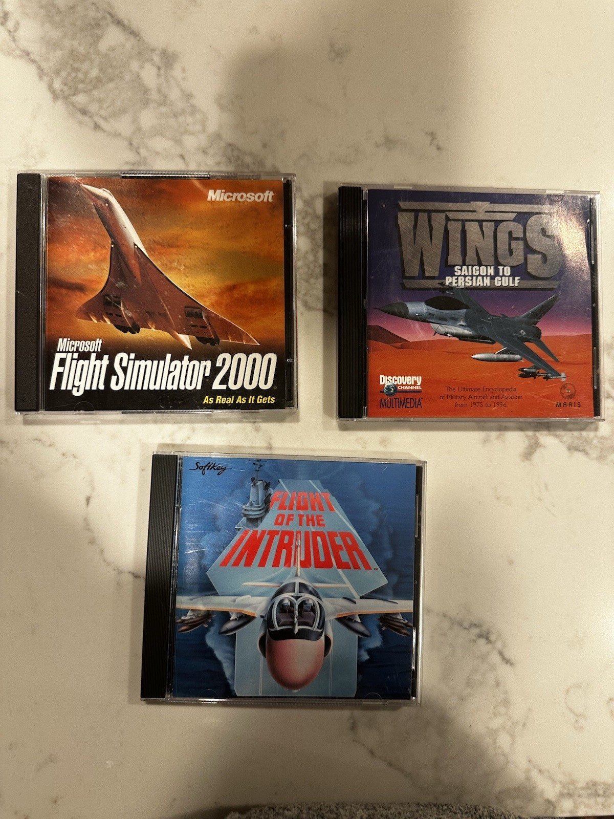 VINTAGE PC Flight Sim Lot: Microsoft Flight Sim 2000 (2-Disc) Intruder Open Box