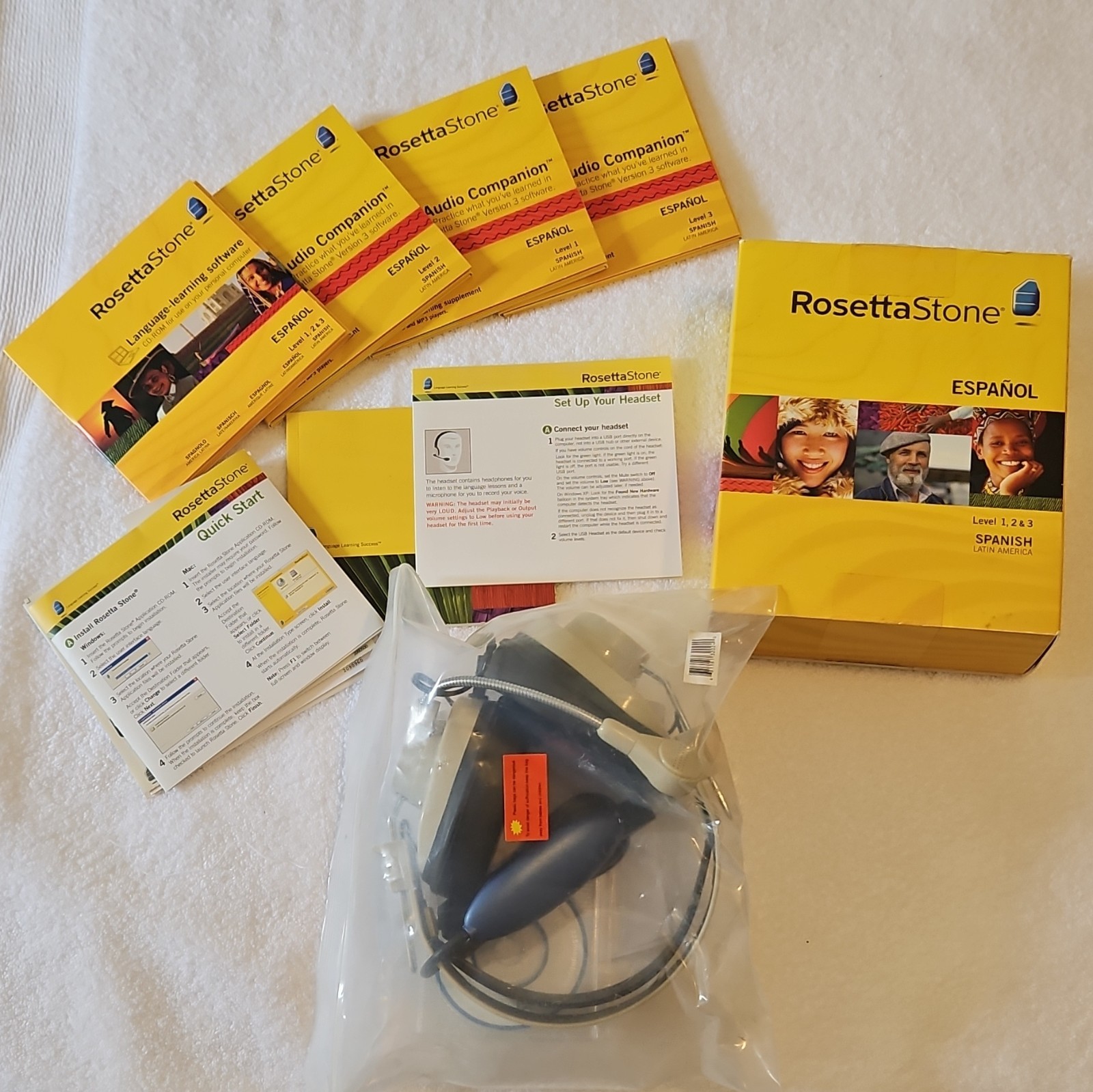 Rosetta Stone Español Level 1, 2 & 3 Spanish Language Course Software + Audio
