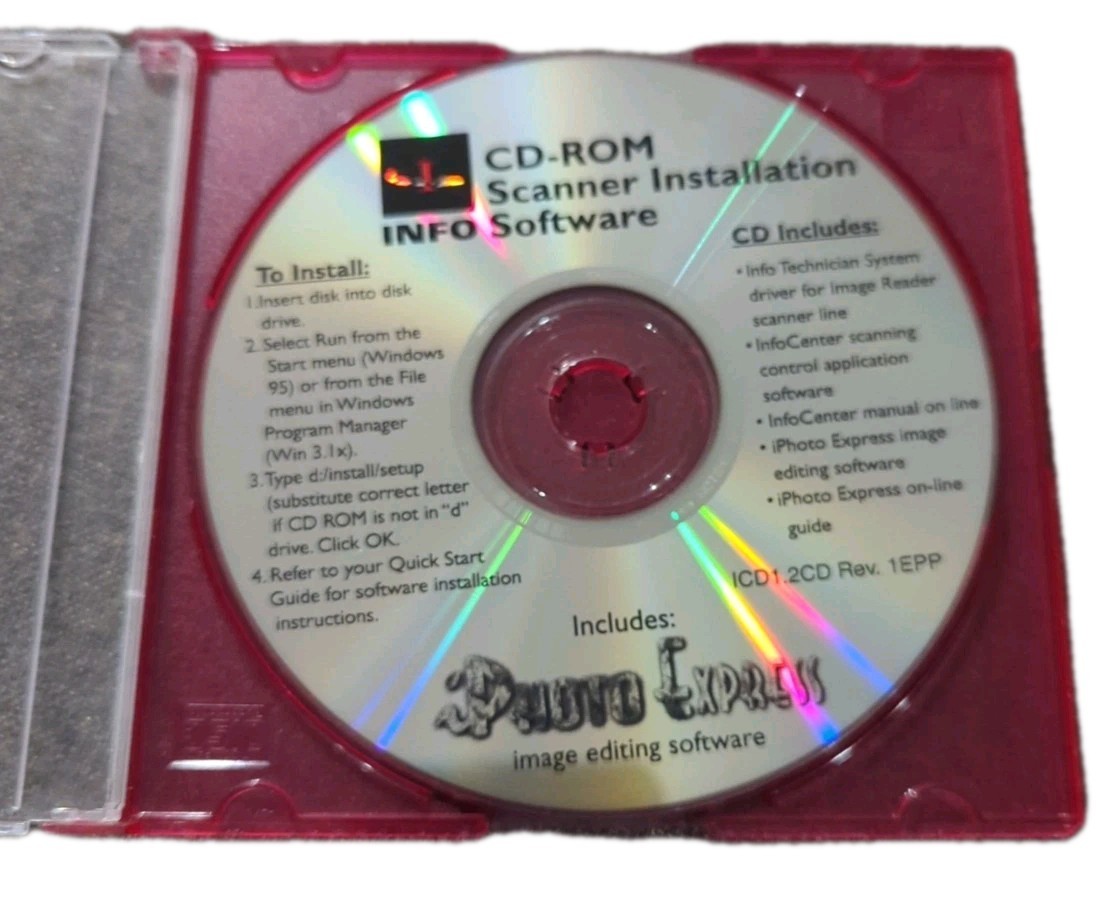 INFO Scanner Installation System Software Disc Only