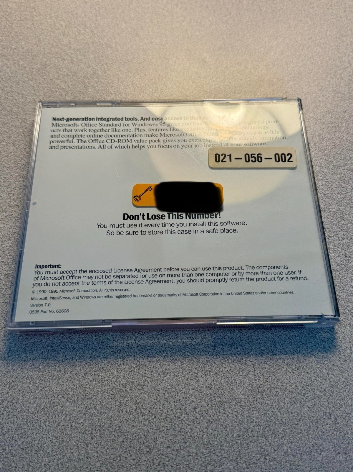 Microsoft Office 95 Standard Edition CD for Windows 95 w/ Key