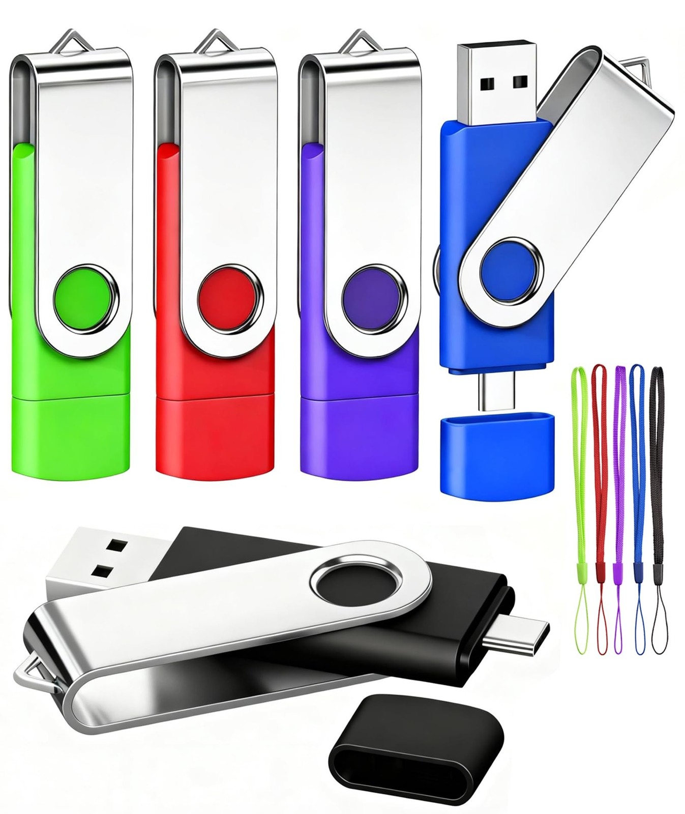 16GB USB-C Dual Flash Drive 5 Pack AGECASH 2-in-1 USB A+Type C Thumb Drive | …
