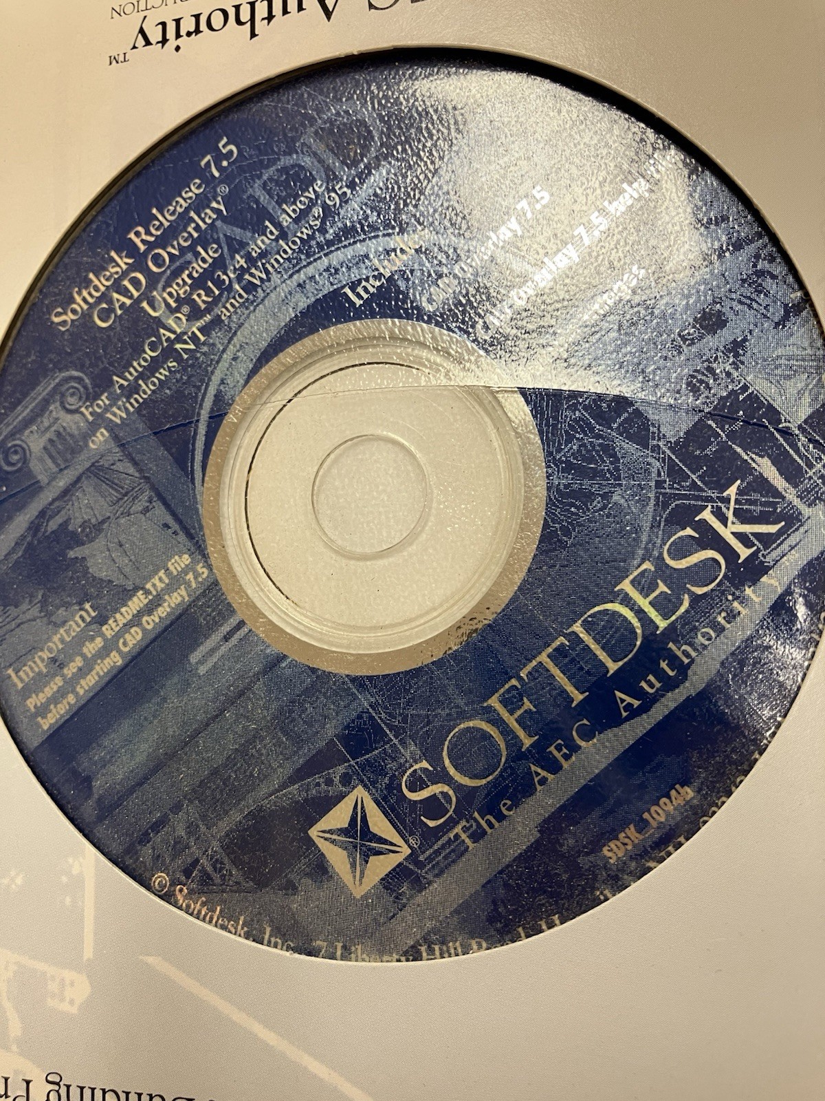 AUTODESK SOFTDESK R 7.5 CAD OVERLAY FOR AUTOCAD R13 C4 AND UP / DISK + GUIDE