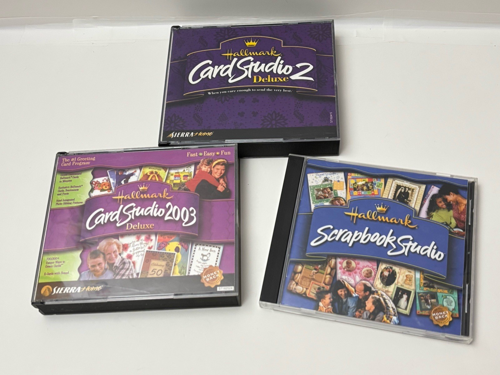 Lot 3 Hallmark Card Studio 2 Deluxe 2003 greeting scrapbook CDROM PC Sierra ROM