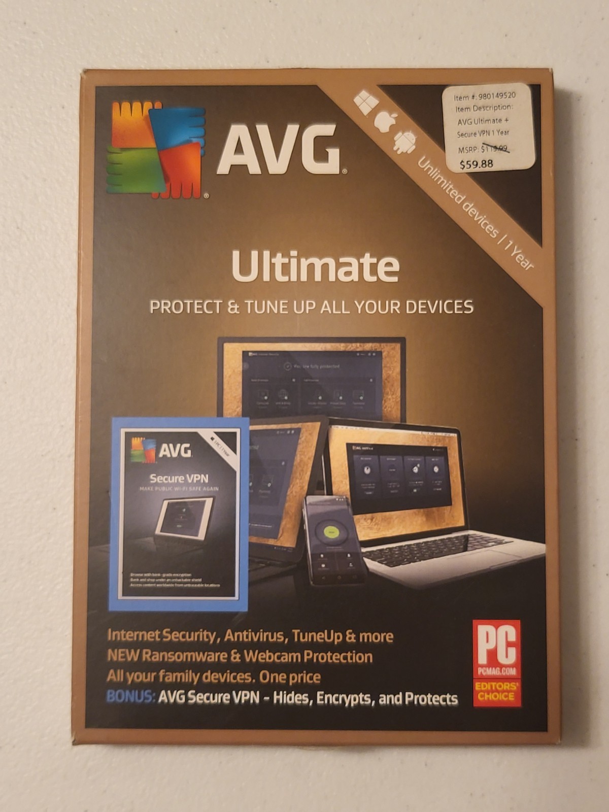 AVG Ultimate Protect Tune Up Devices AVG Secure VPN unlimited Devices Open Box