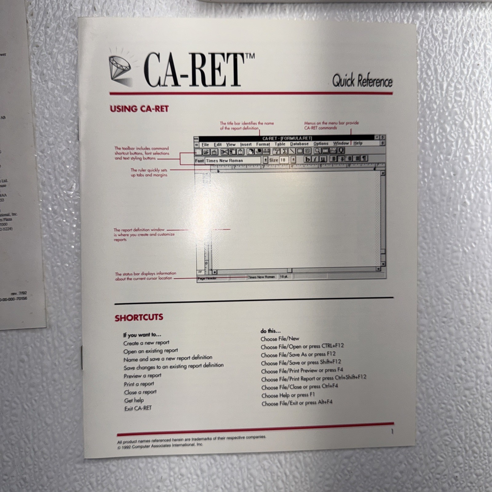 Vintage CA-Ret/ Xbase Visual Report Writer Computer Associates Rare