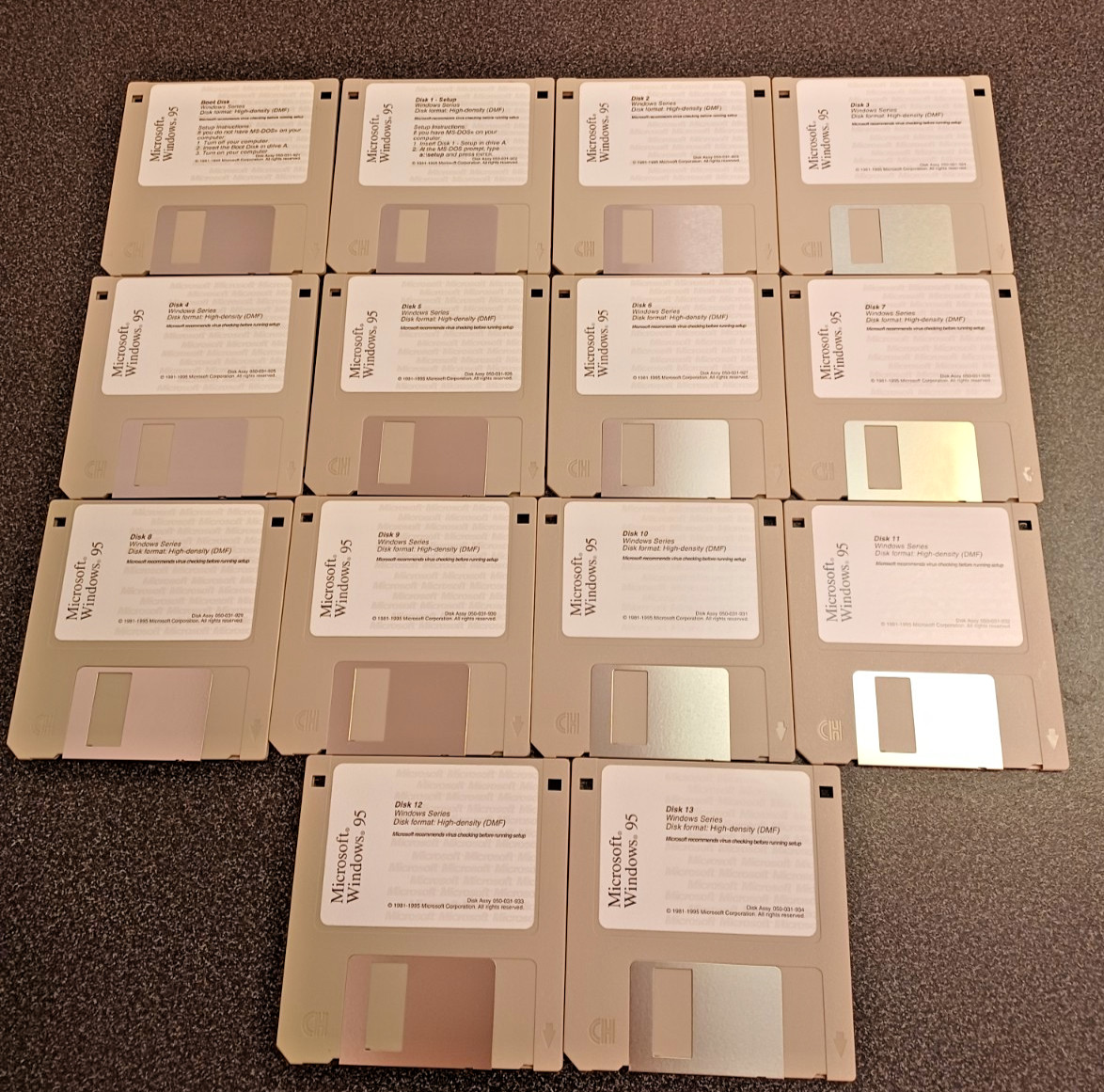 Microsoft Windows 95 Original 13 Floppy Disk Set w/ Setup Boot Disk 3.5″ VTG