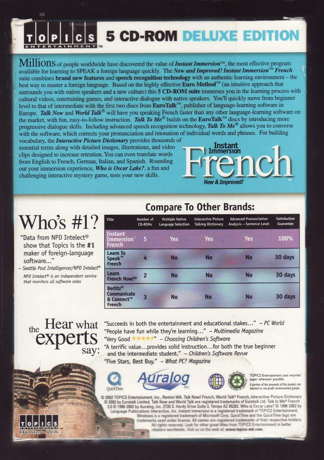 INSTANT IMMERSION FRENCH (2002 Deluxe 5 CD-ROM Set) Euro Method NEW “SEALED”