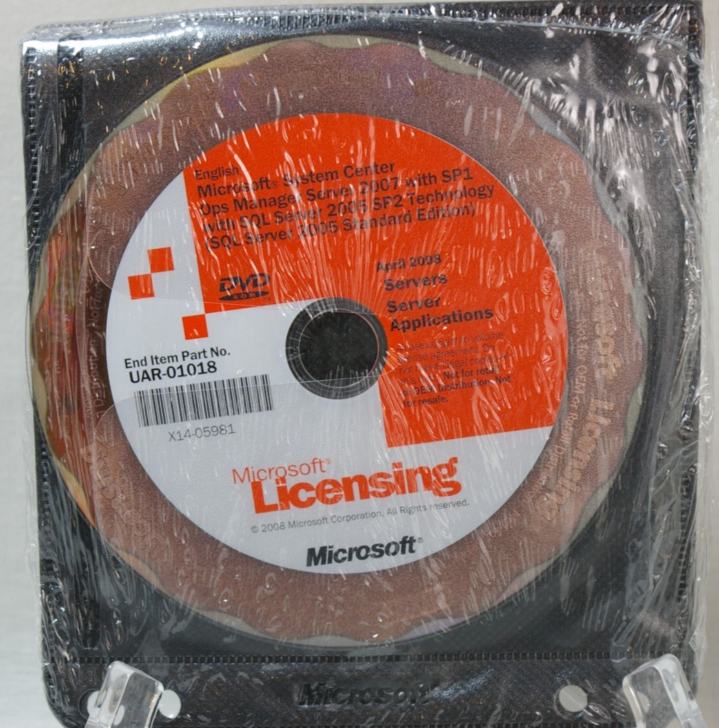 Microsoft Volume Licensing Ops System Manager 2007 SQL Server 2007 MDM 2008 DVDs