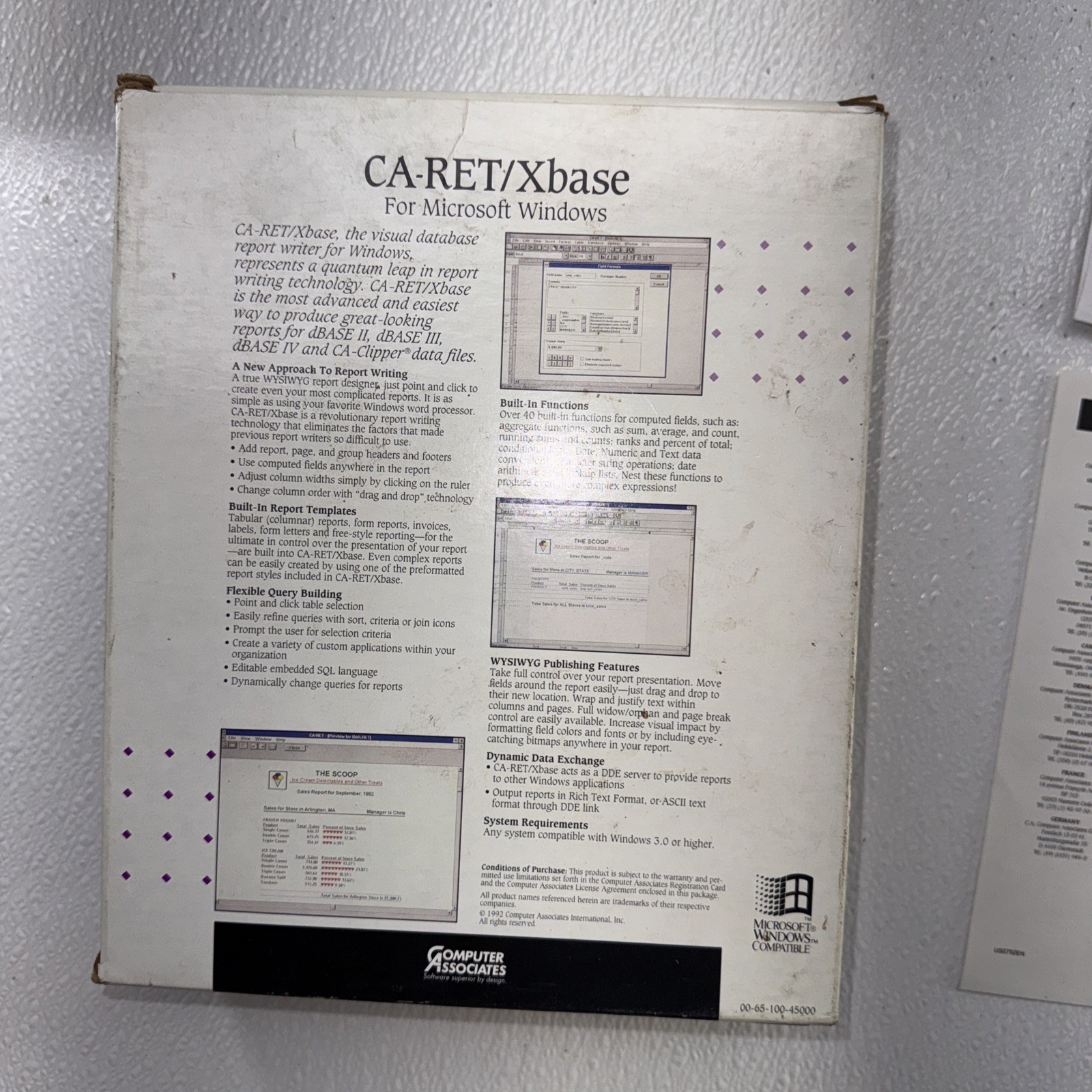Vintage CA-Ret/ Xbase Visual Report Writer Computer Associates Rare