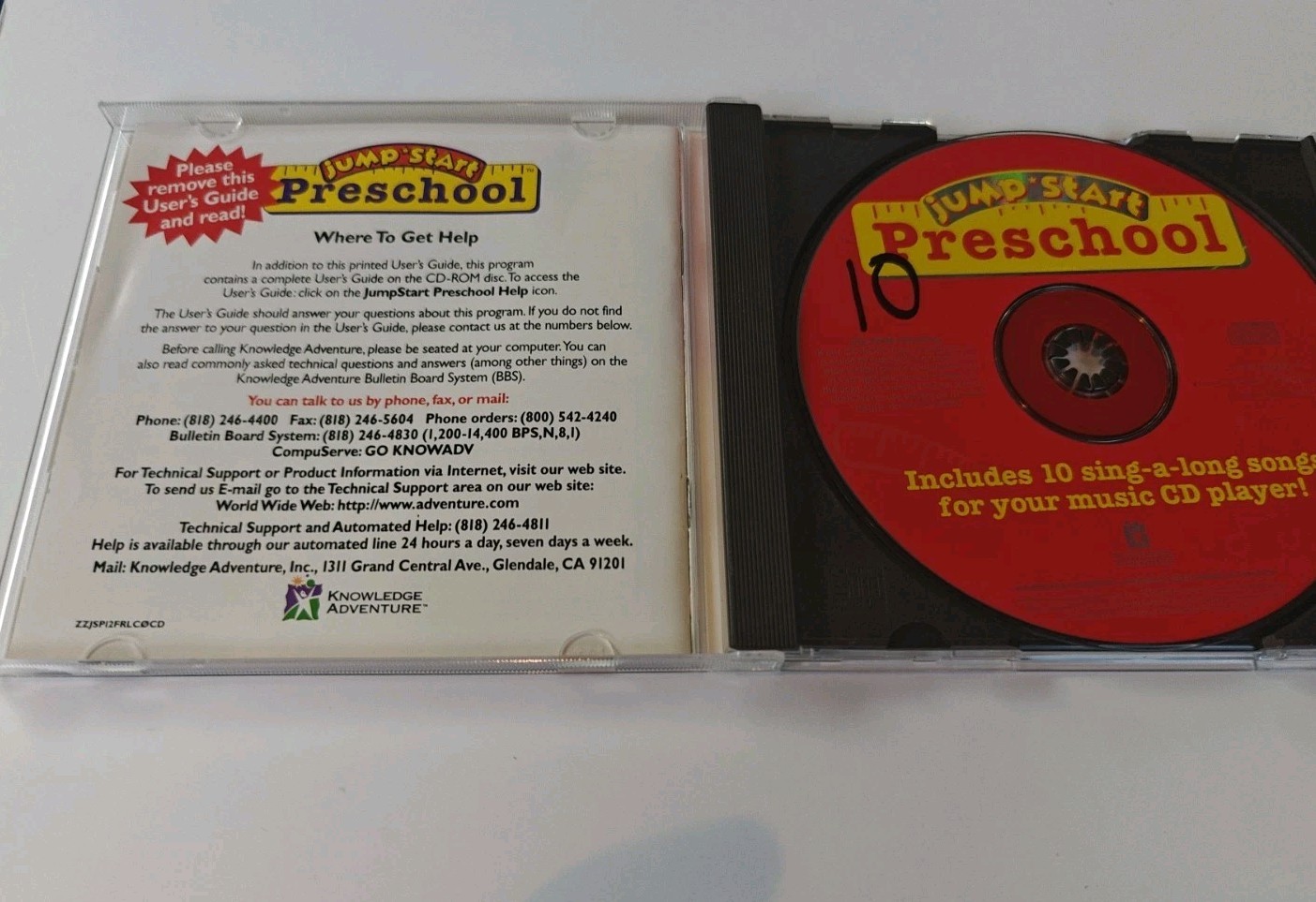 JUMP START PRESCHOOL CD-ROM AGES 2-4 WINDOWS 98/95/ 3.1 MAC Case, Book, Game