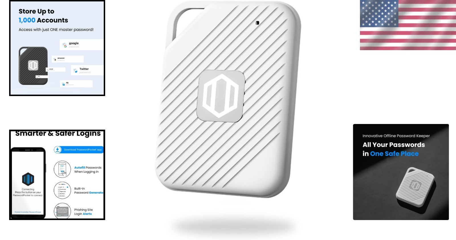 PasswordPocket 8MB Bluetooth Drive 1000 Credentials Autofill Internet-Free White