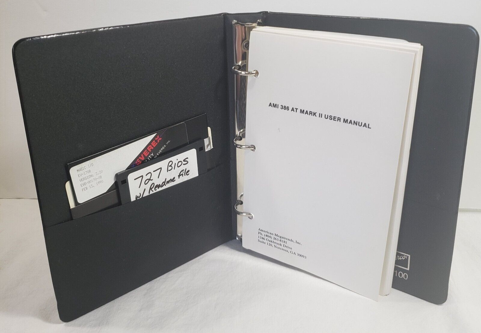 AMERICAN MEGATRENDS LOT- User Manuals AMI 386 ++ Binder + Magic I/O 5..25″ disk+