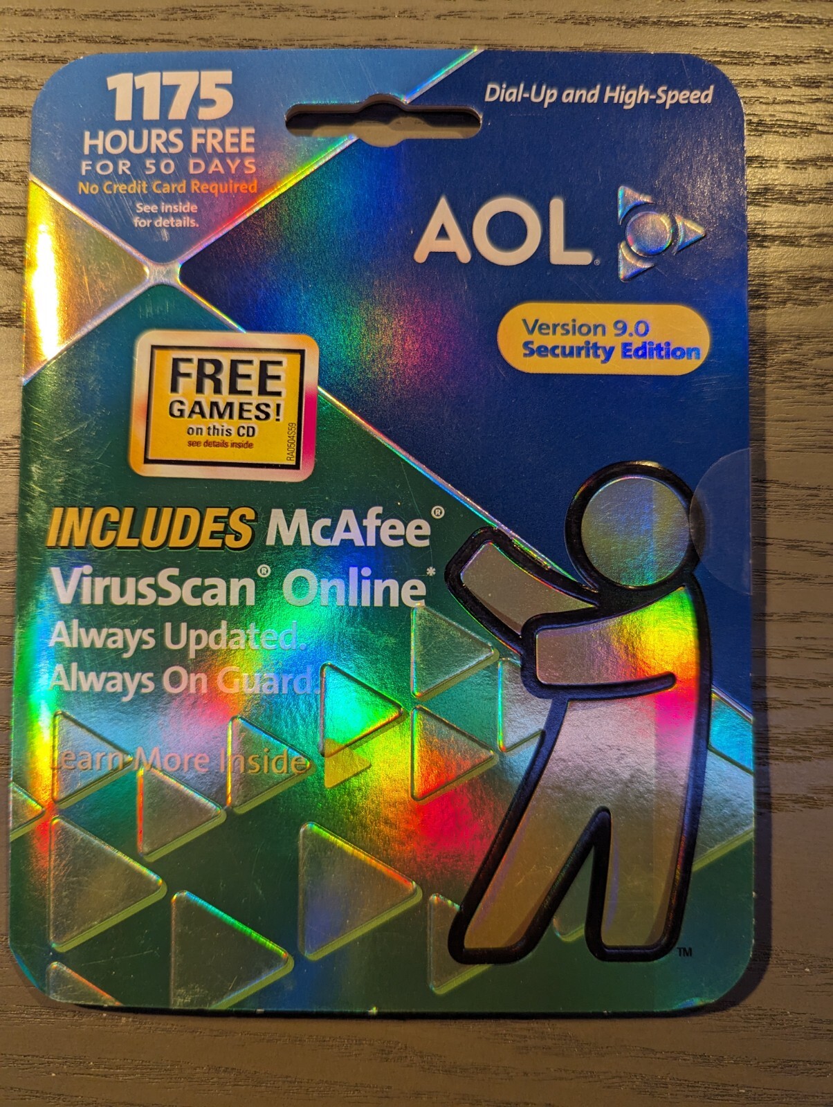 AOL 9.0 Security Edition CD – Metallic Blue & Green – Factory Sealed