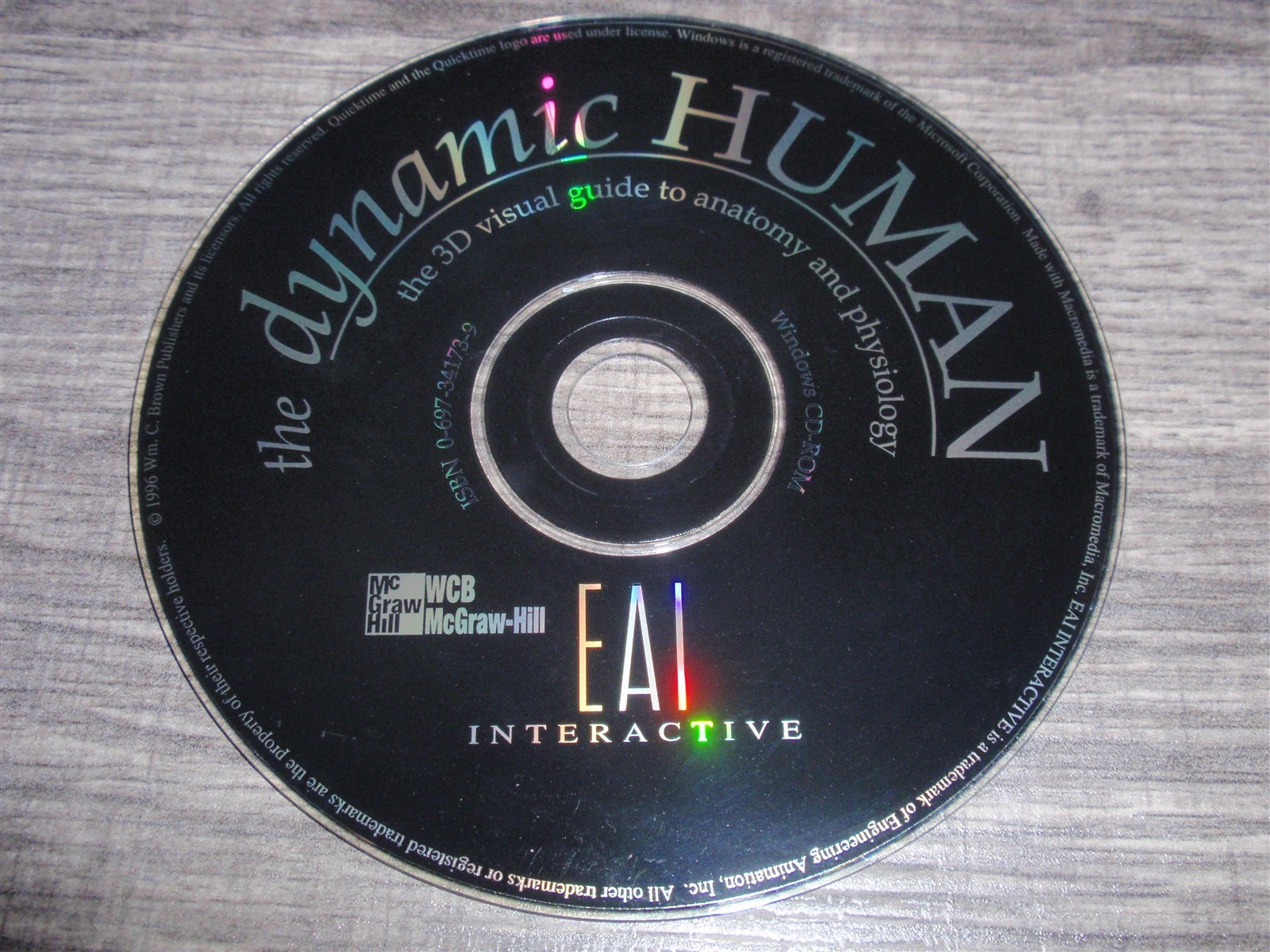 The Dynamic Human 3D Visual Guide PC CD-ROM McGraw-Hill EAI 1996 for Windows 3.1