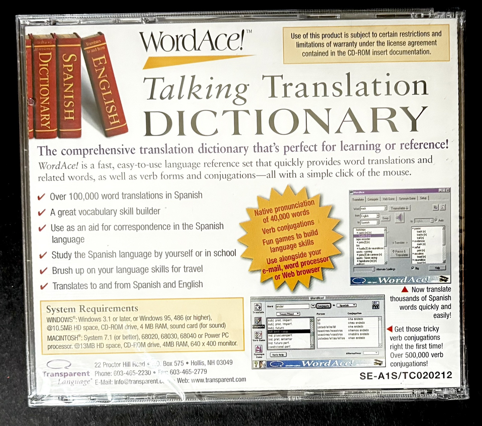 WordAce! Talking Translation Dictionary English to/from German CD-ROM