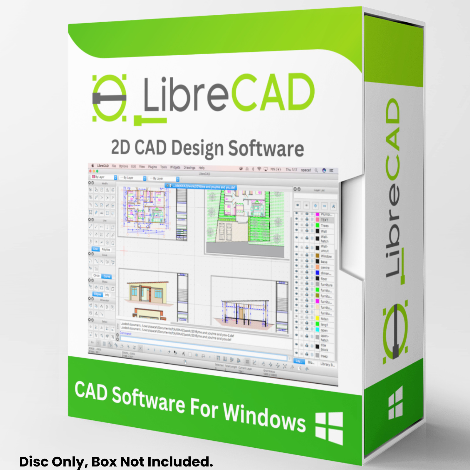 Libre Cad 2D – Computer Aided Design CAD Software Package for Windows on CD