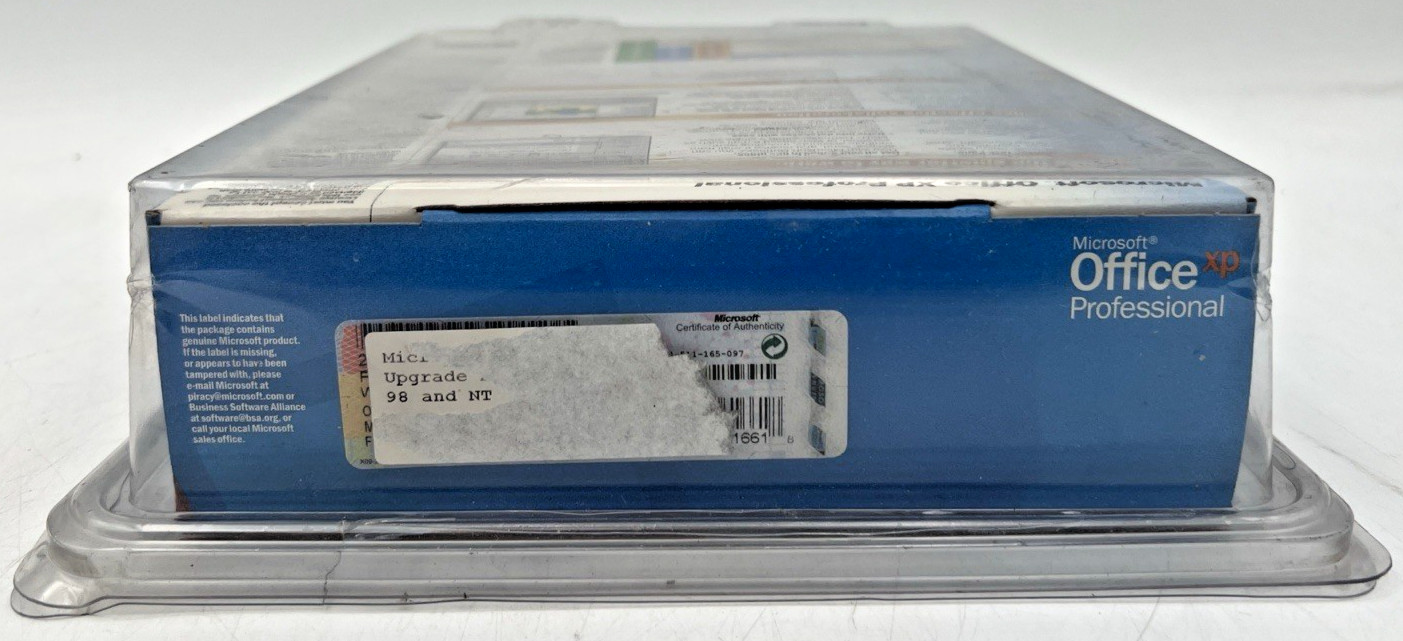 MICROSOFT OFFICE XP PROFESSIONAL CD VERSION 2002 SEALED CLAMSHELL PACKAGING